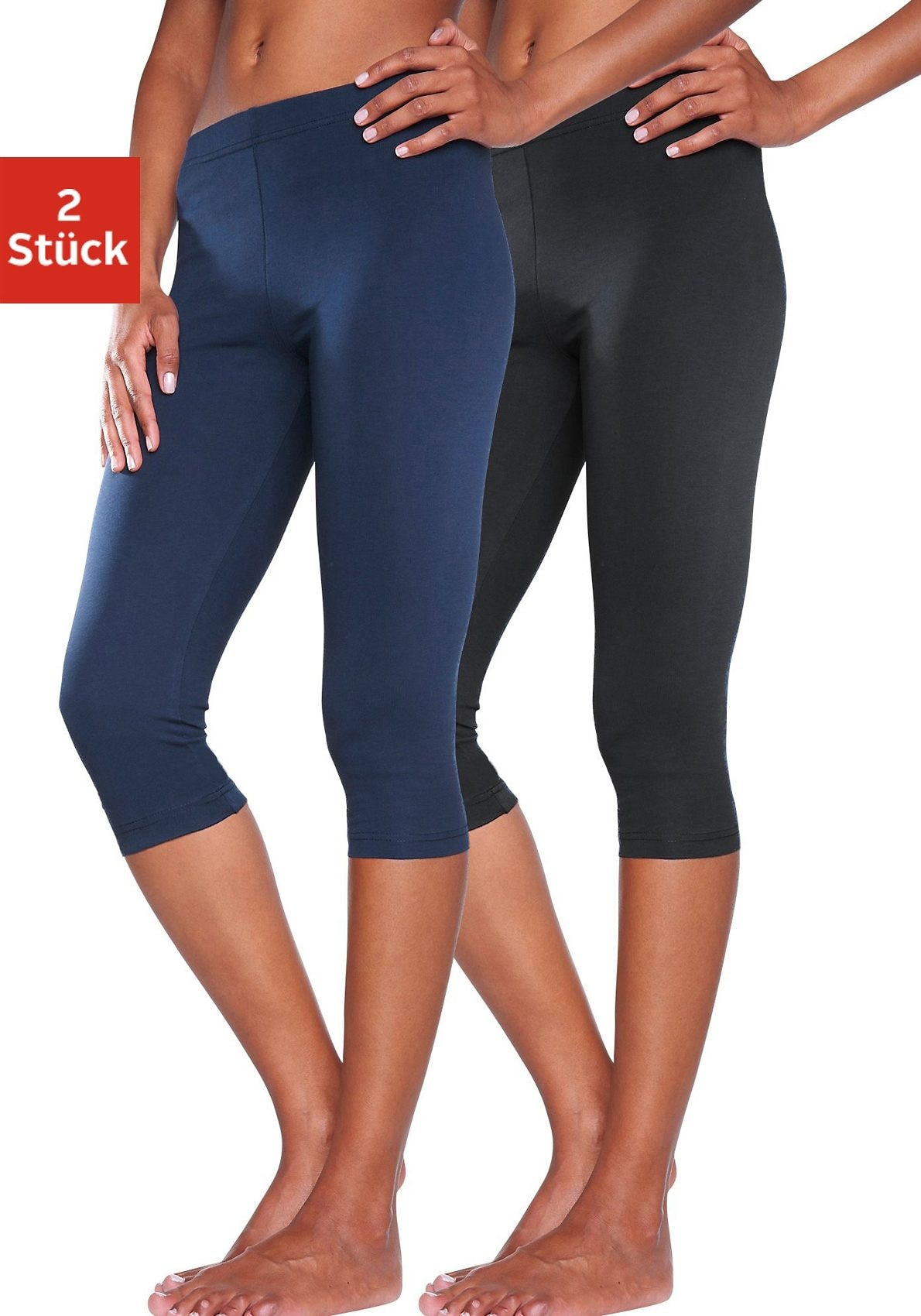 Vivance active Caprileggings, mit | kaufen BAUR Loungewear Gummibund, (2er-Pack), für