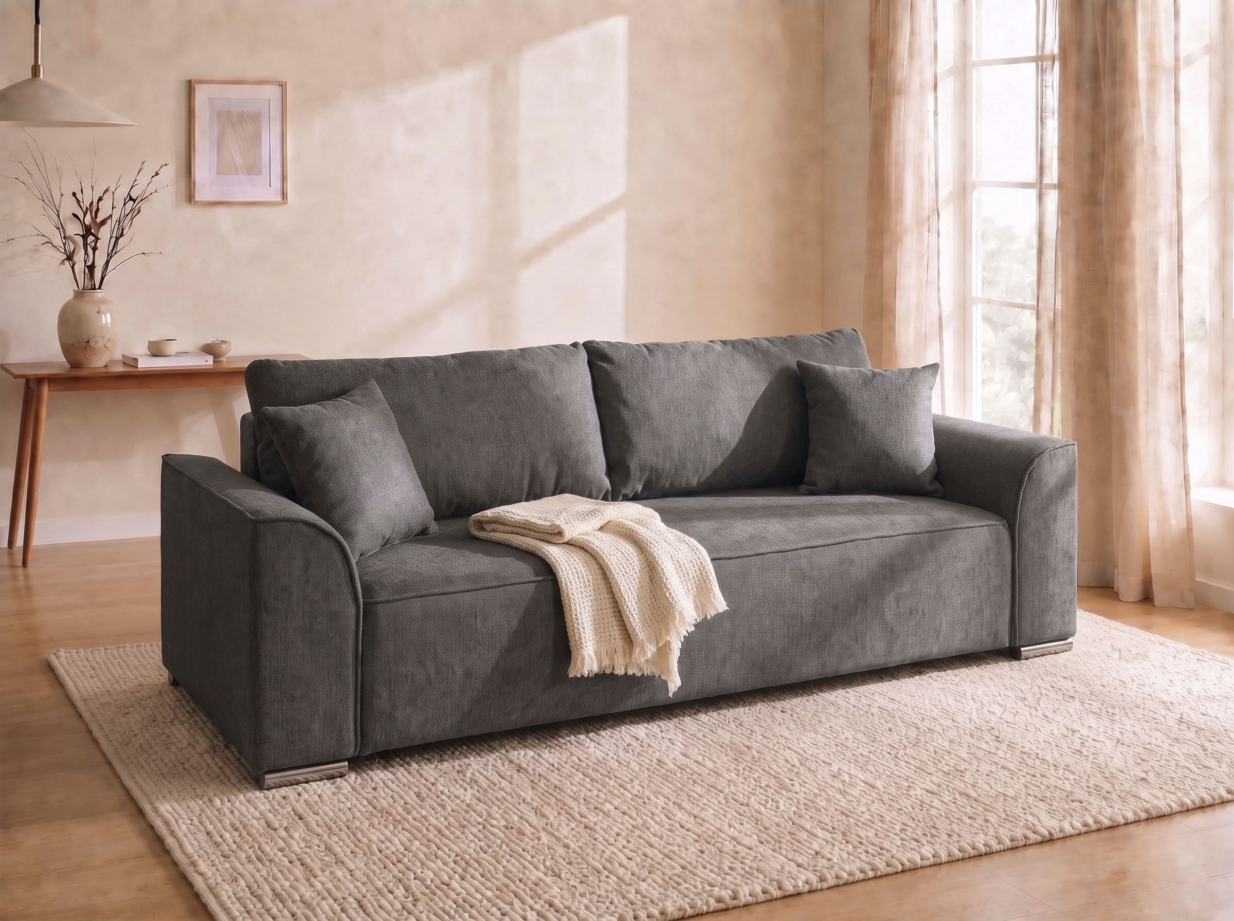COLLECTION AB "Sara B: 241 cm, Liegefl. 137x195 cm, Bettkasten, optional mit Topper" Schlaffunktion, Couch mit Bonnellfederkern, Gästebettfunktion