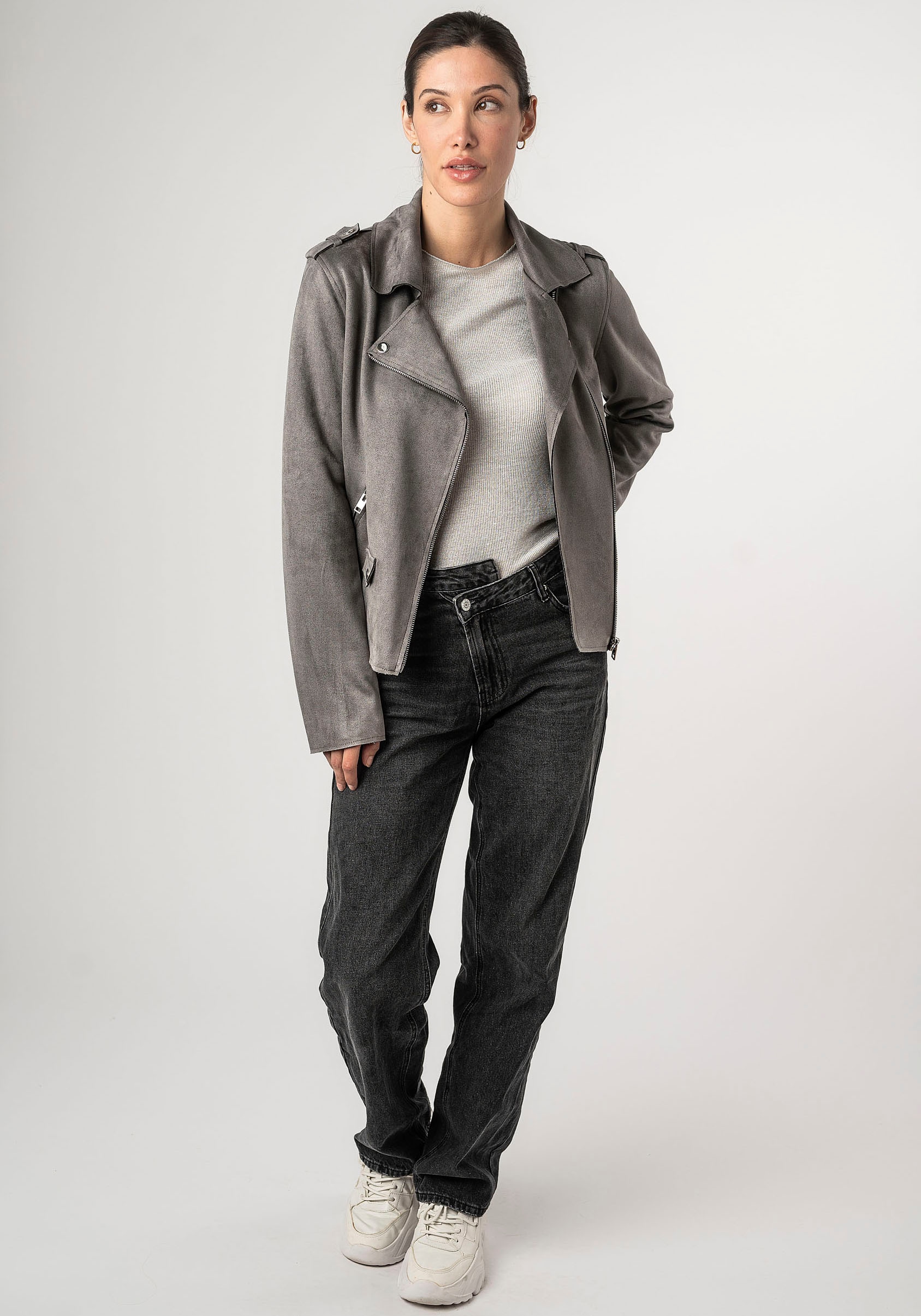 Mauritius Lederimitatjacke »2Wtomiwa« mit Schulterklappen, mit Nieten