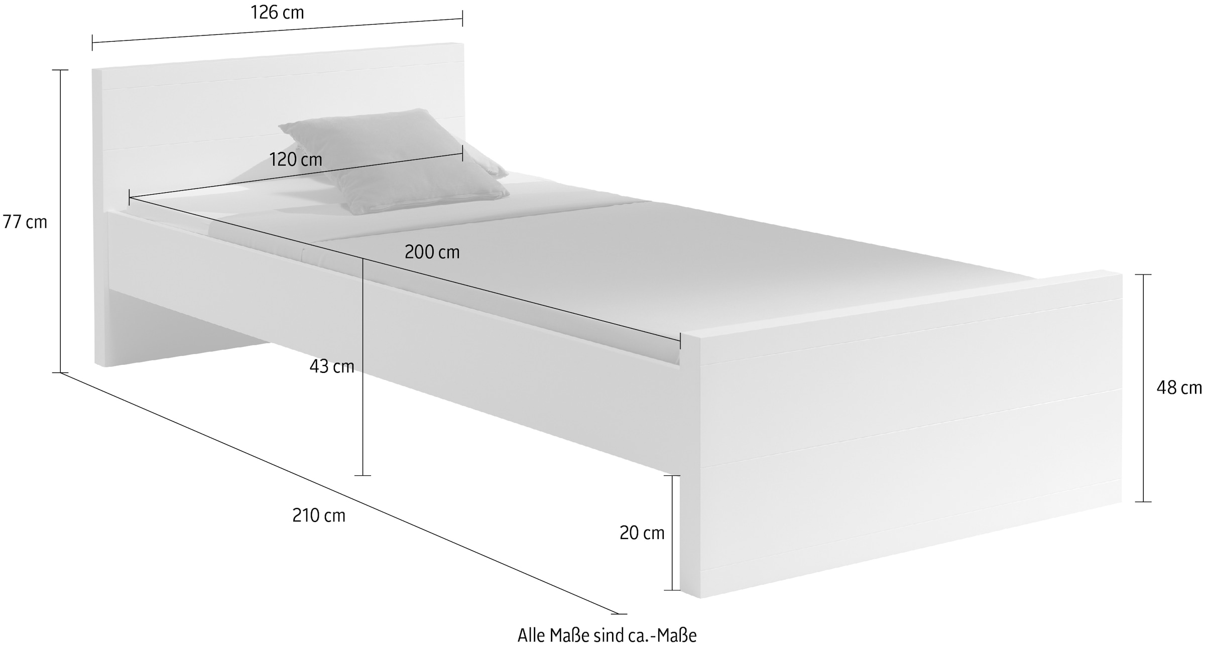 Vipack Einzelbett, (Made in Europe), Einzelbett mit gradliniger Optik und Liegefläche 120x200 cm
