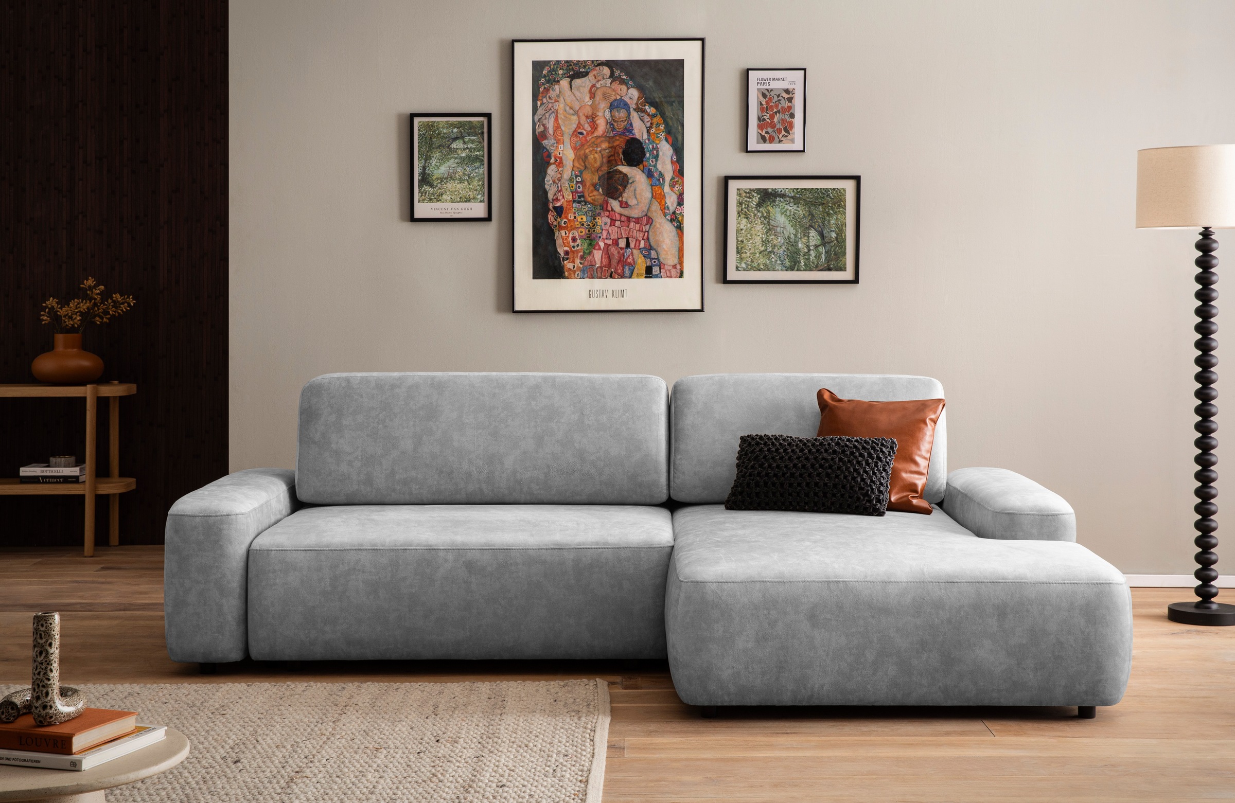 INOSIGN Ecksofa »TORGE (264cm), Schlafsofa in Cord, Samtvelours o Struktur fein, L-Form«, Schlaffunktion, Bettkasten, Liegefläche: 125/210 cm
