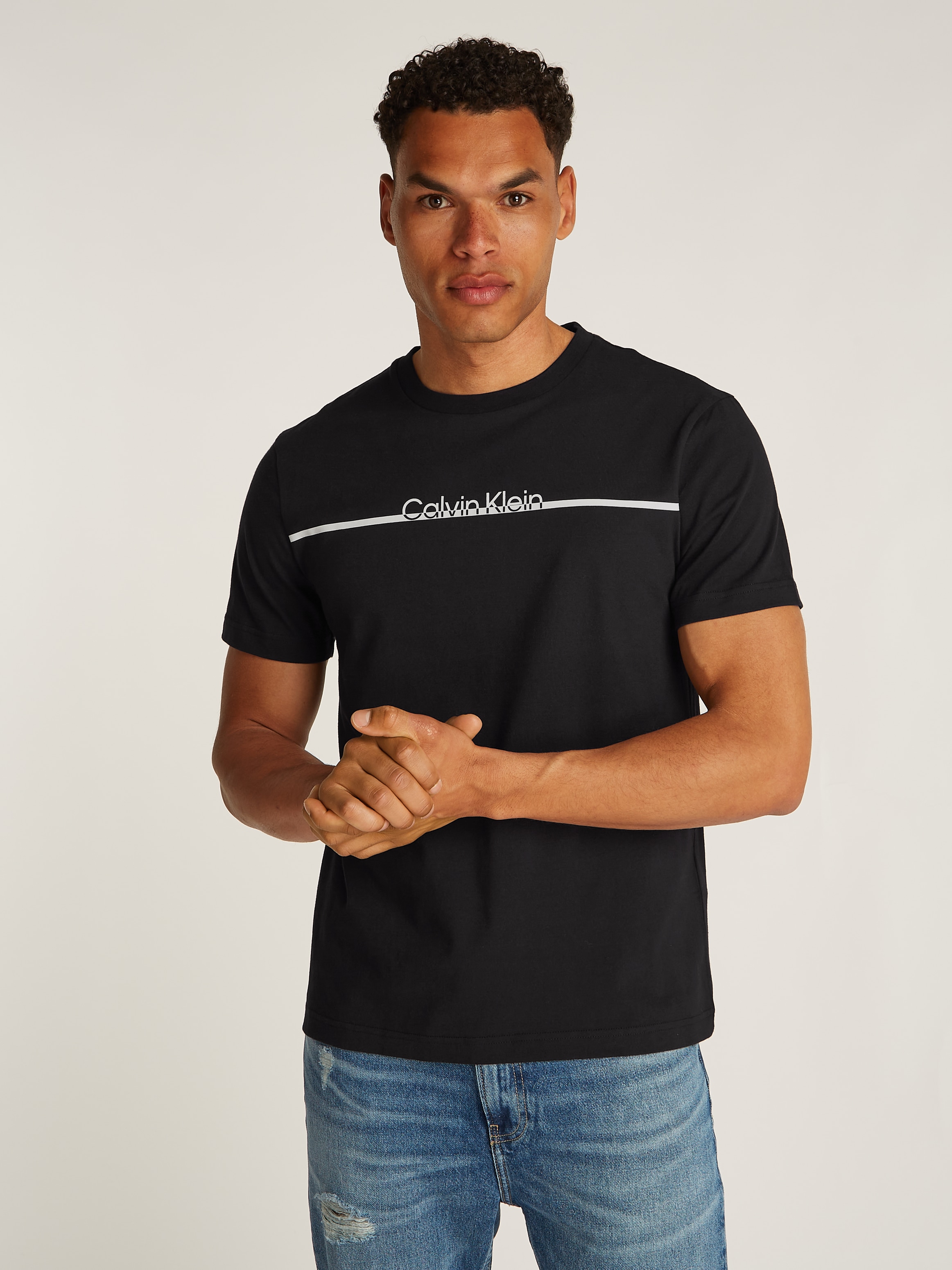 Rundhalsshirt »SPLIT LINE LOGO T-SHIRT«, mit Logoprint