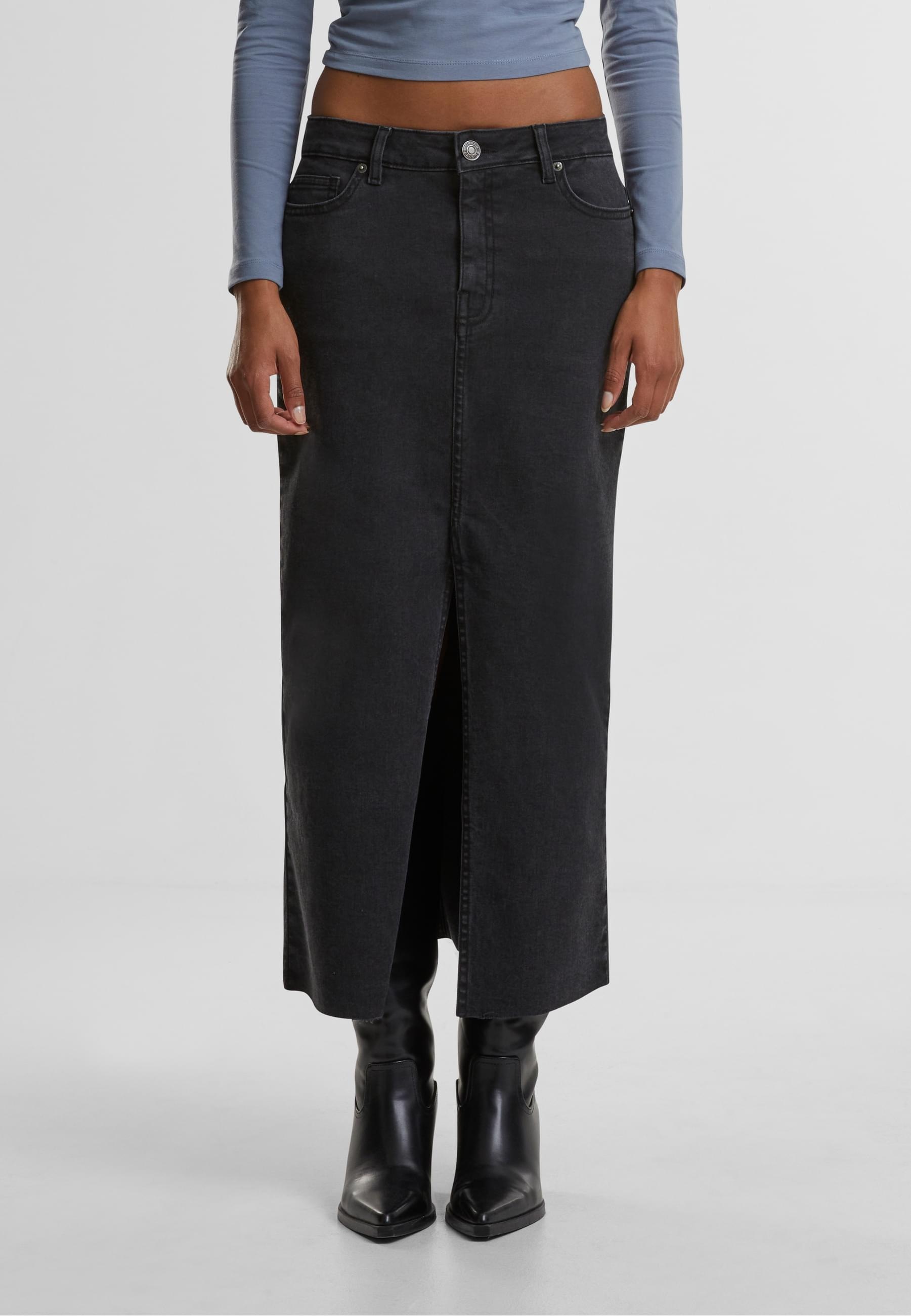 URBAN CLASSICS Sommerrock »Urban Classics Ladies High Slit Denim Skirt«, (1 tlg.)