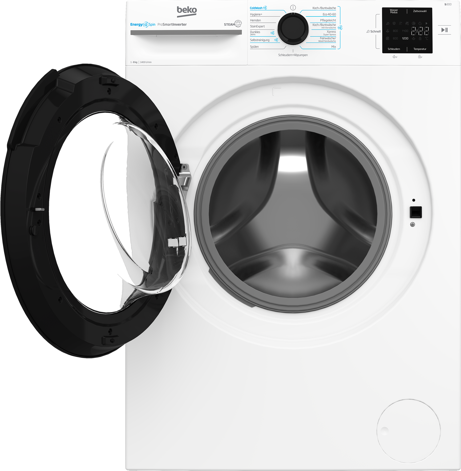 BEKO Waschmaschine »BM3WFU3841X«, 8 kg, 1400 U/min, Waschen mit EnergySpin: Bis zu 35 % Energie sparen – nicht nur in Eco