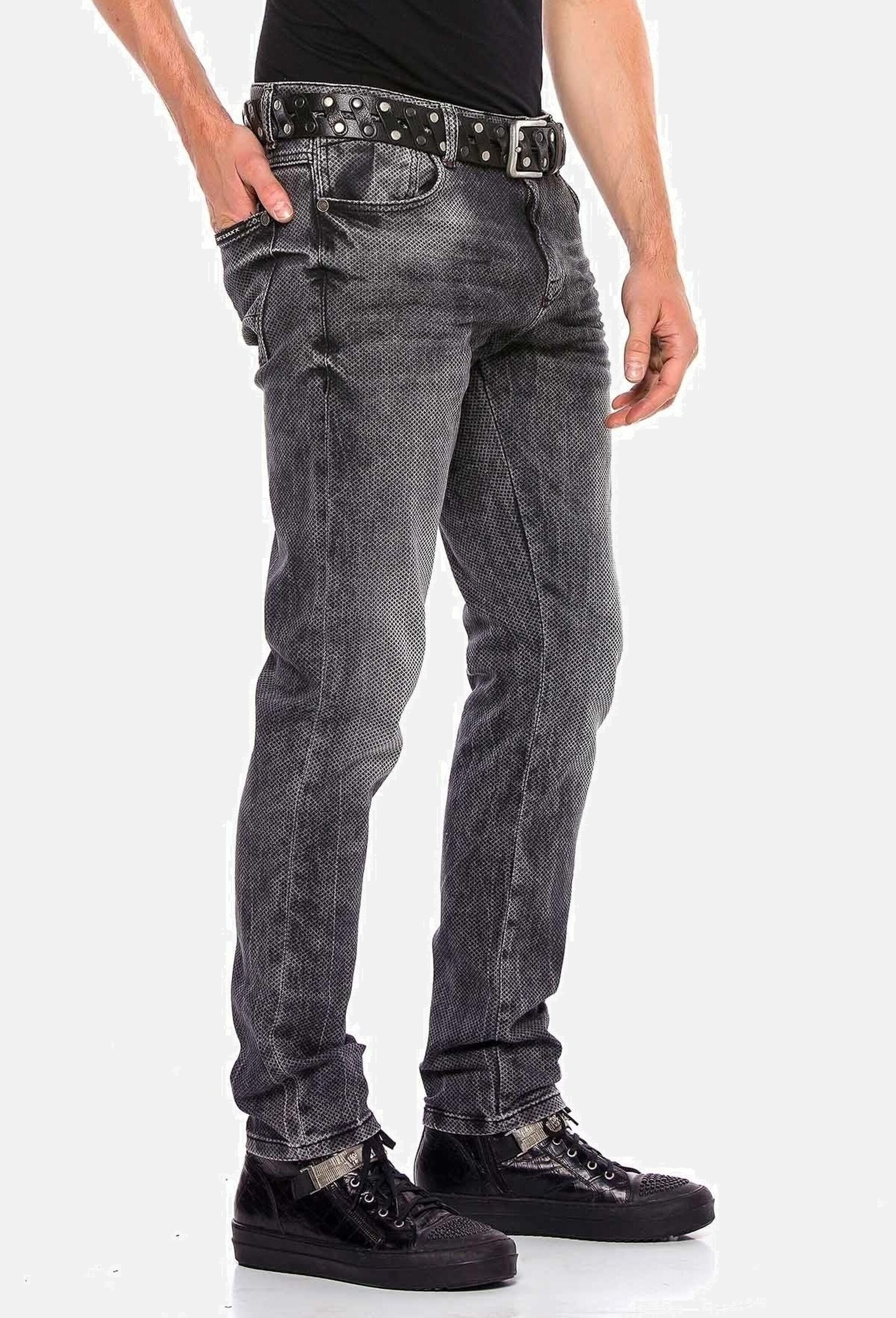 Cipo & Baxx Slim-fit-Jeans »Cipo & Baxx Jeans« mit Allover-Gitter-Musterung, CD543