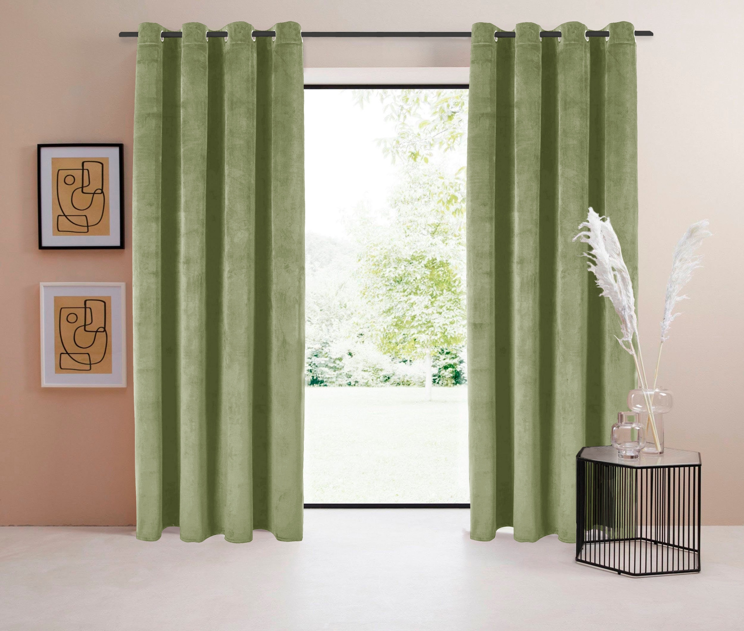 LeGer Home by Lena Gercke Gardine "LADINA" Ösen 1 Stk. tlg. blickdichter Vorhang, Samt Vorhang - Premium