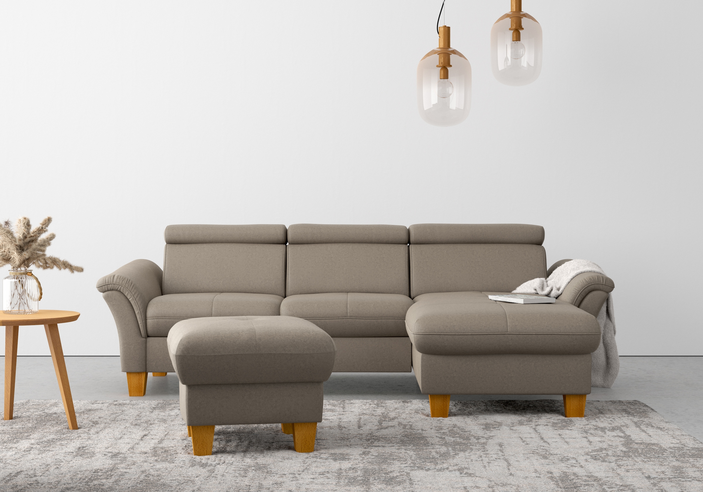 OTTO home Ecksofa "Lindgren L-Form" wahlweise mit Bett mit klappbaren Rollen, Kasten und Kopfverstellung