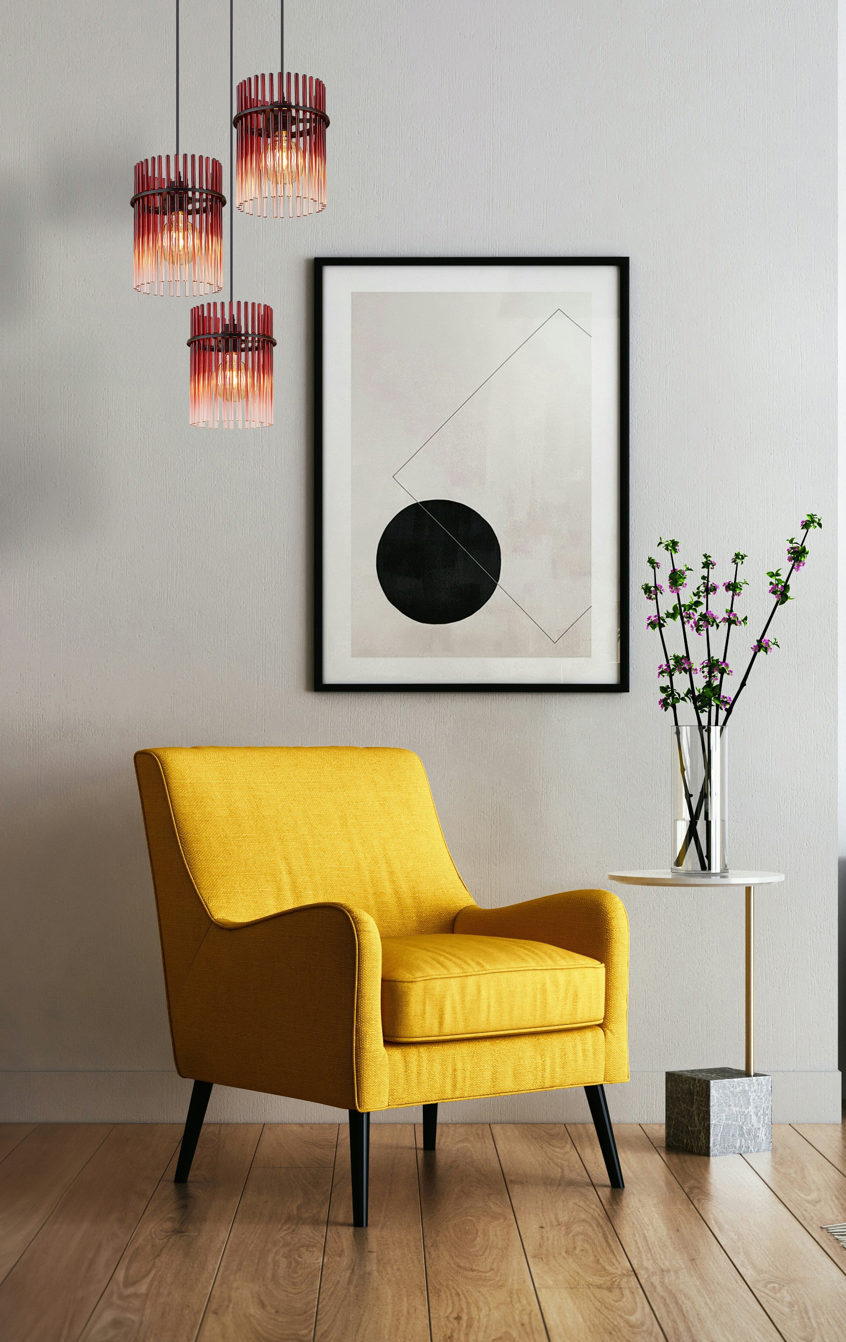 GLOBO LIGHTING Hängeleuchte »GORLEY« E27 1 Stk. Hängelampe Glasstäbe brimbeerfarben klar verlaufend elegant