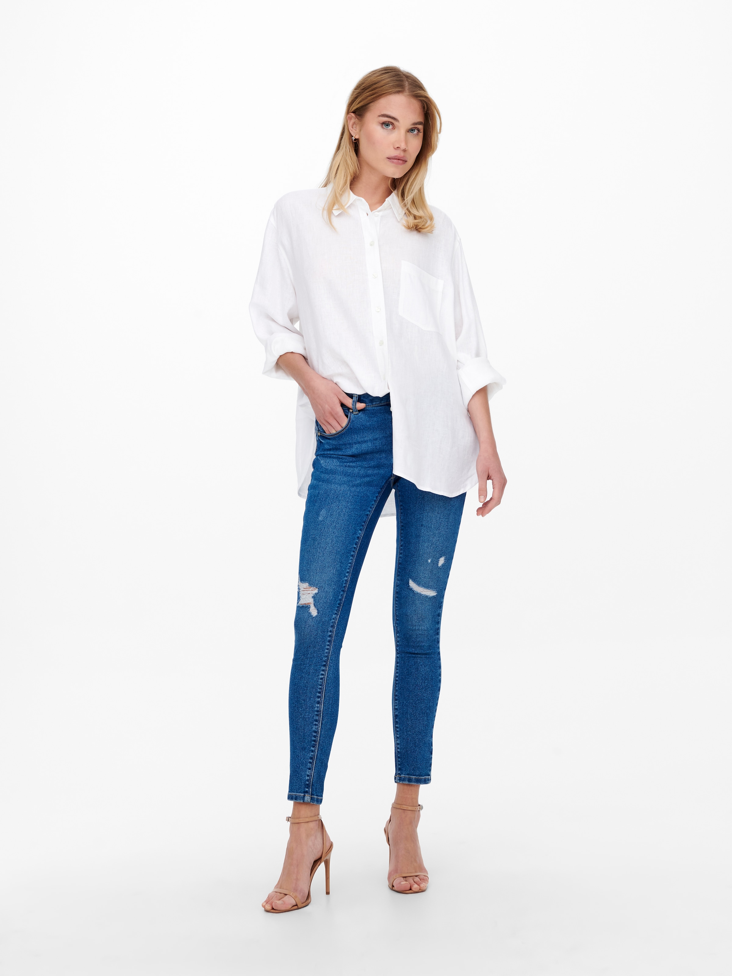 ONLY Longbluse »ONLTOKYO L/S LINEN BLEND SHIRT« mit Leinen