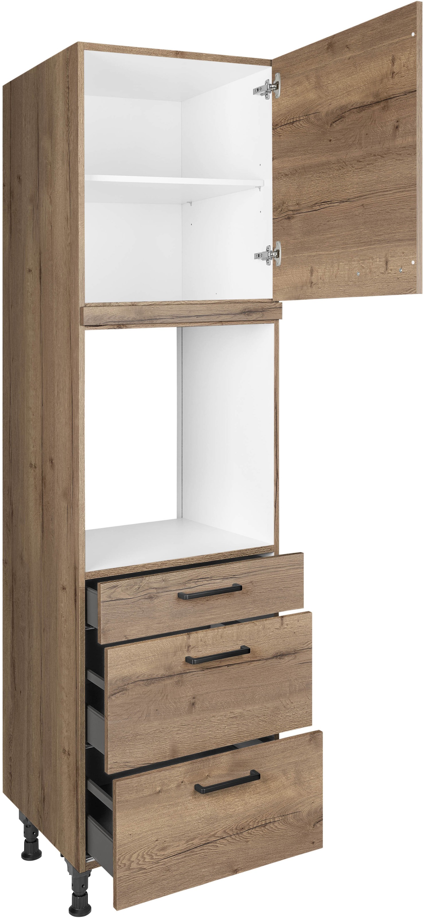 nobilia® Backofenumbauschrank »"Structura", Ausrichtung wählbar, mit Schublade und zwei Auszügen und«, einer Tür, vormontiert, Breite/Höhe: 60/216,6 cm