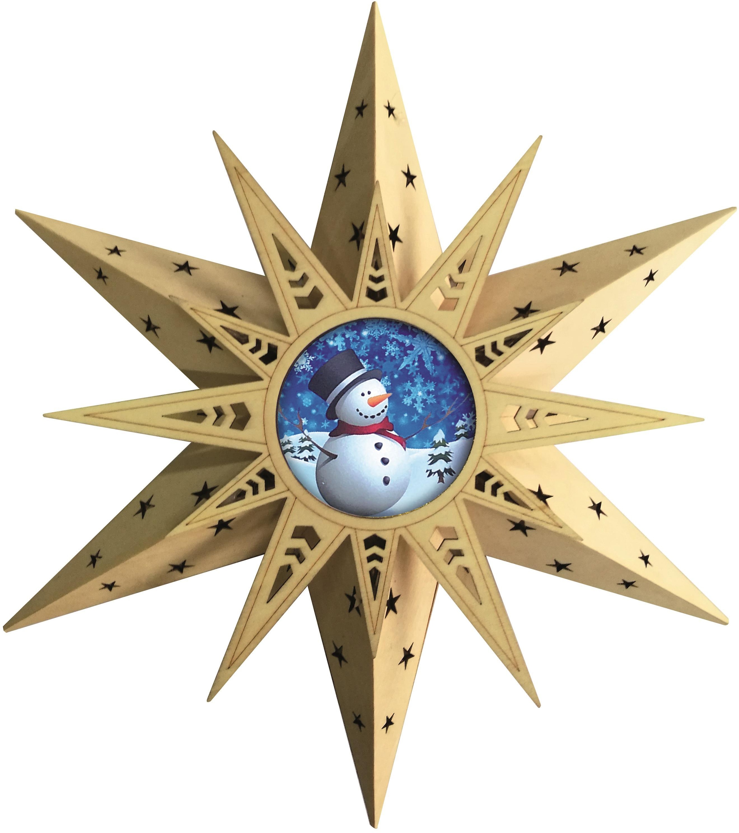 BONETTI LED Stern »Weihnachtsstern, Schneemann«, 12 flammig-flammig, mit Fernbedienung, Weihnachtsdeko