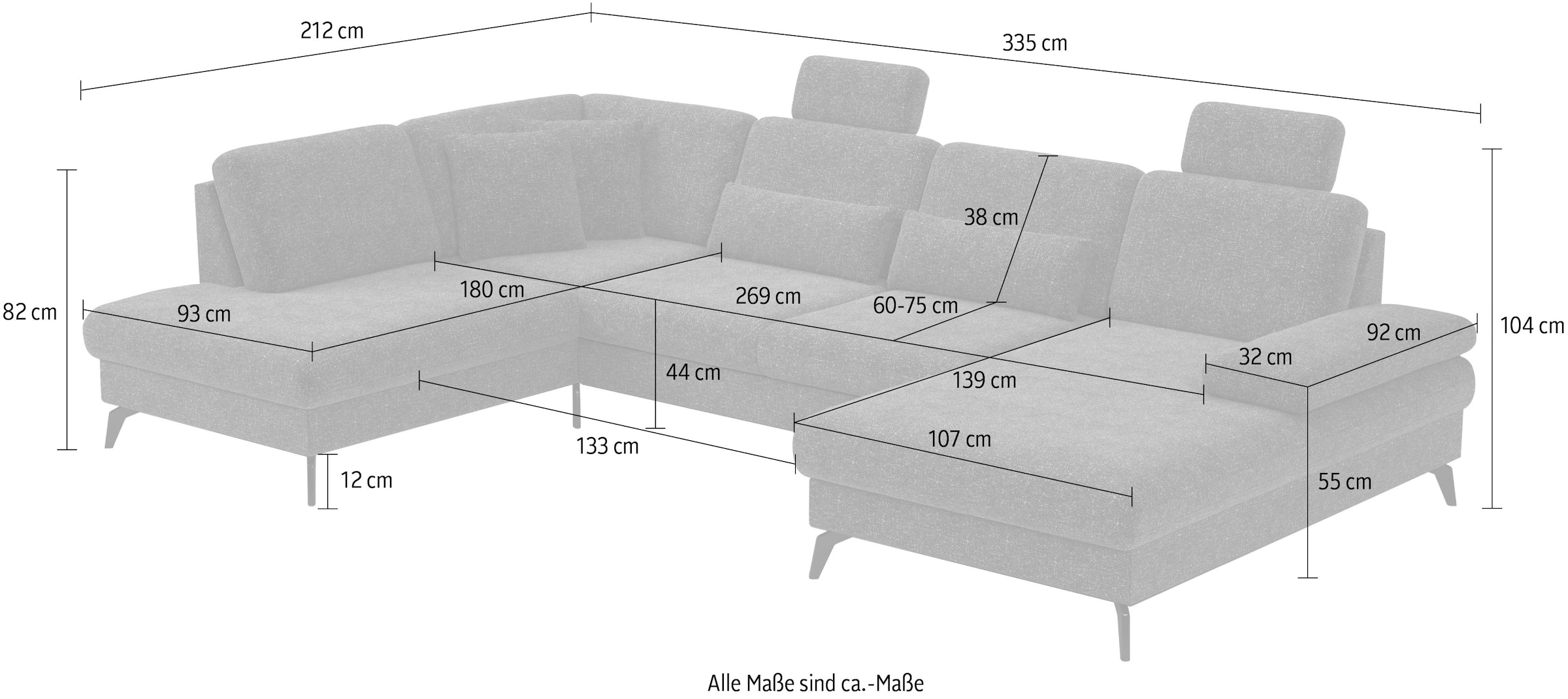 sit&more Wohnlandschaft »Morris U-Form inkl. Sitztiefenverstellung«, wahlweise mit Bettfunktion, Bettkasten und Armteilverstellung