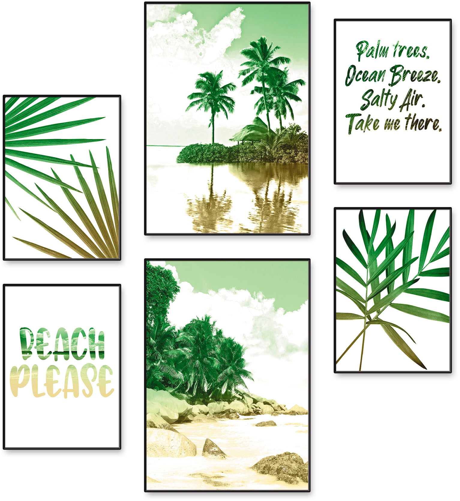 Artland Poster »Palmen, Strand & Meer«, Bäume, (6 St.), Poster, Wandbild,  Bild, Wandposter kaufen | BAUR | Kunstdrucke