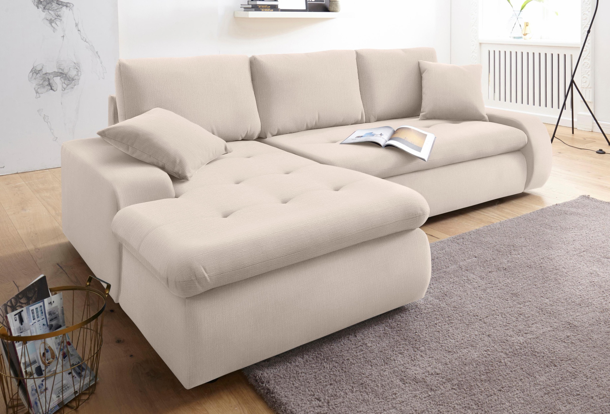 TRENDMANUFAKTUR Ecksofa »Indie II, tolle Detailverarbeitung, bequem und komfortabel im Sitz«, XL und XXL, wahlweise mit Bettfunktion, L-Form