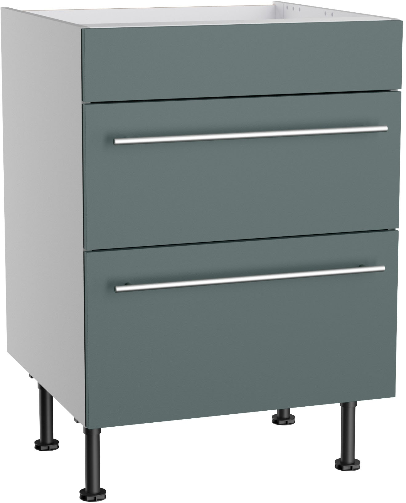 KOCHSTATION Kochfeldumbauschrank "KS-Bern2" Breite 60 cm, Kochfeldumbauschrank, 2 Auszügen, 1 feste Blende