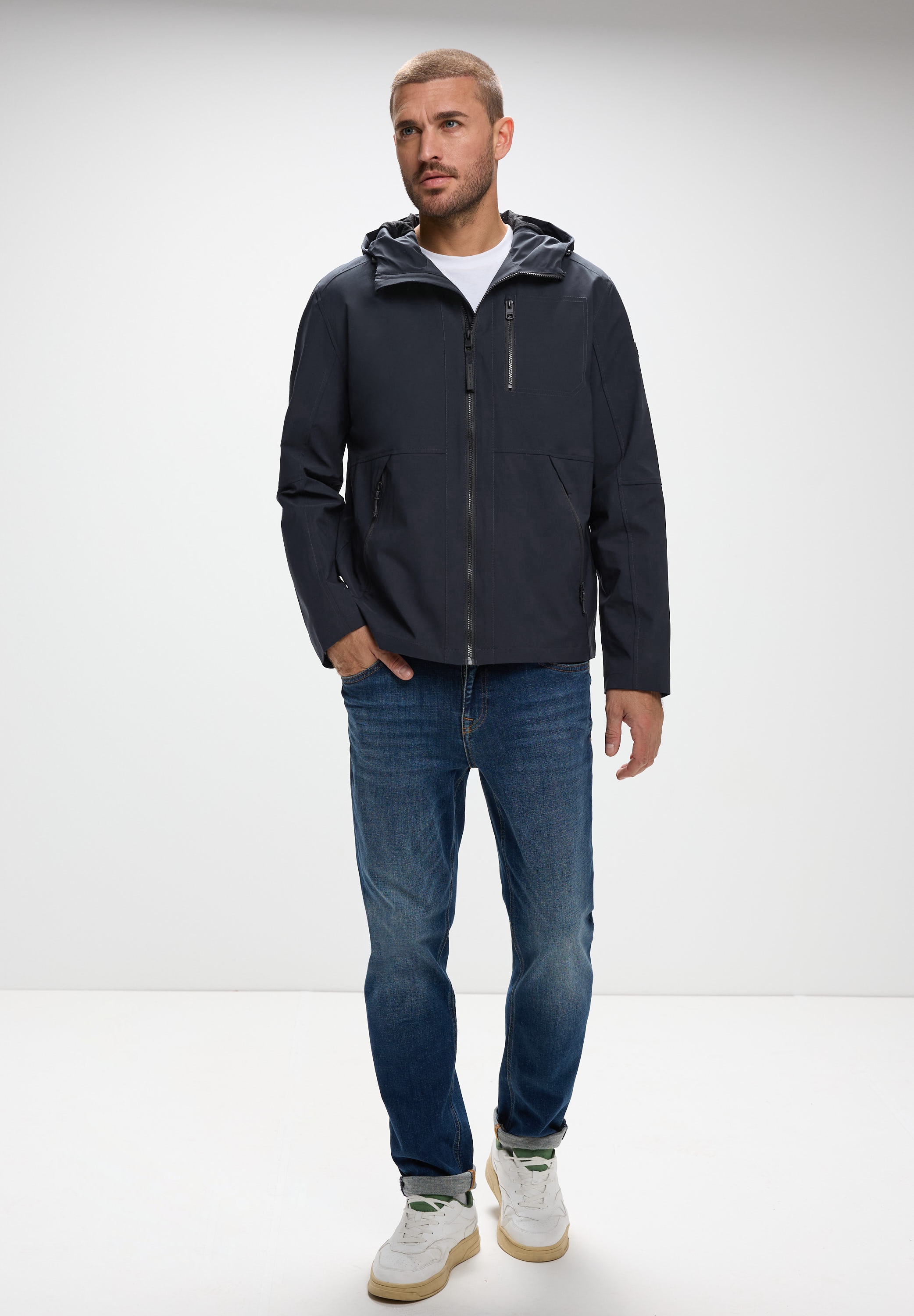 STREET ONE MEN Softshelljacke mit Kapuze wasserabweisend
