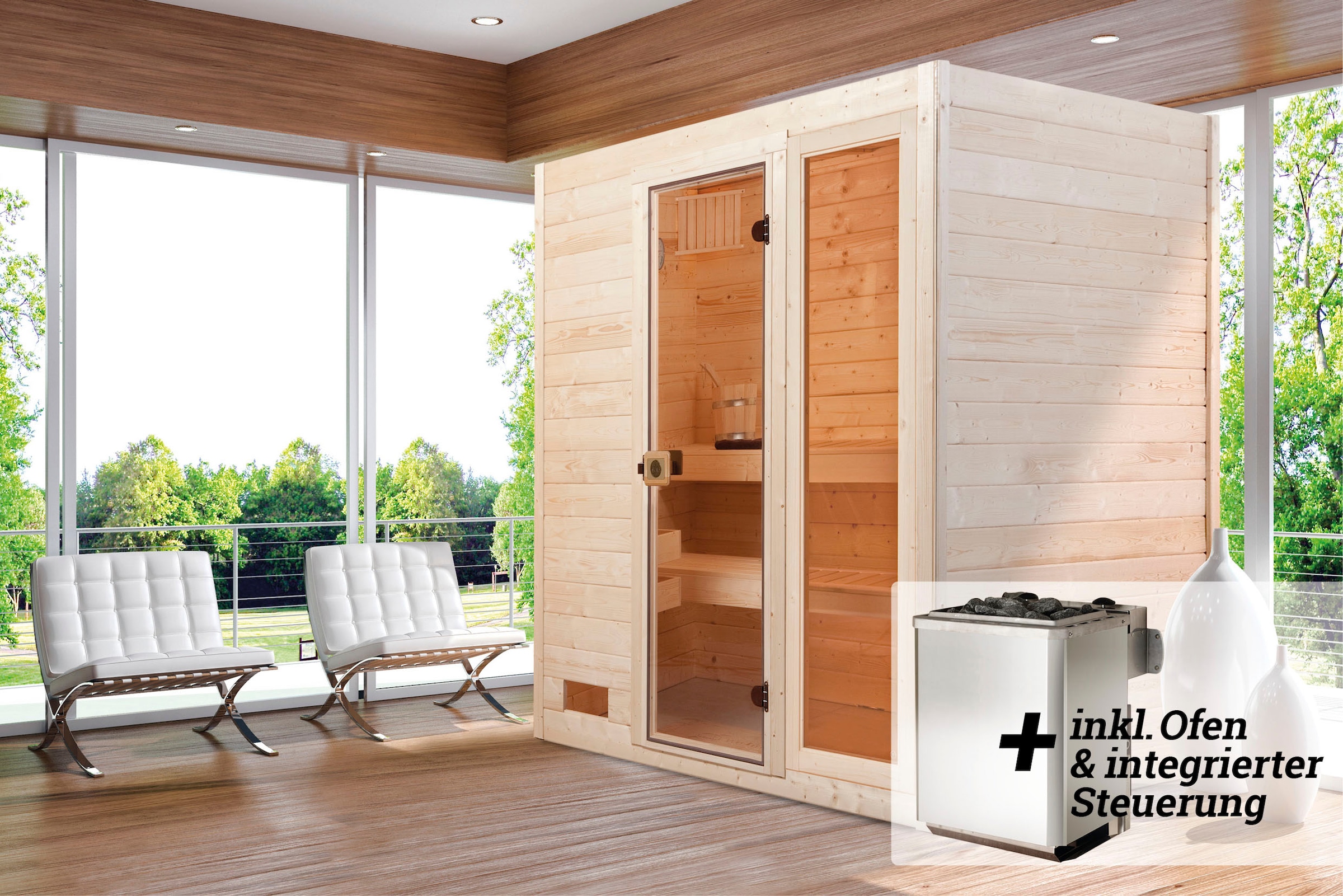 weka Sauna »Valida«, 9 kW-Ofen mit integrierter Steuerung