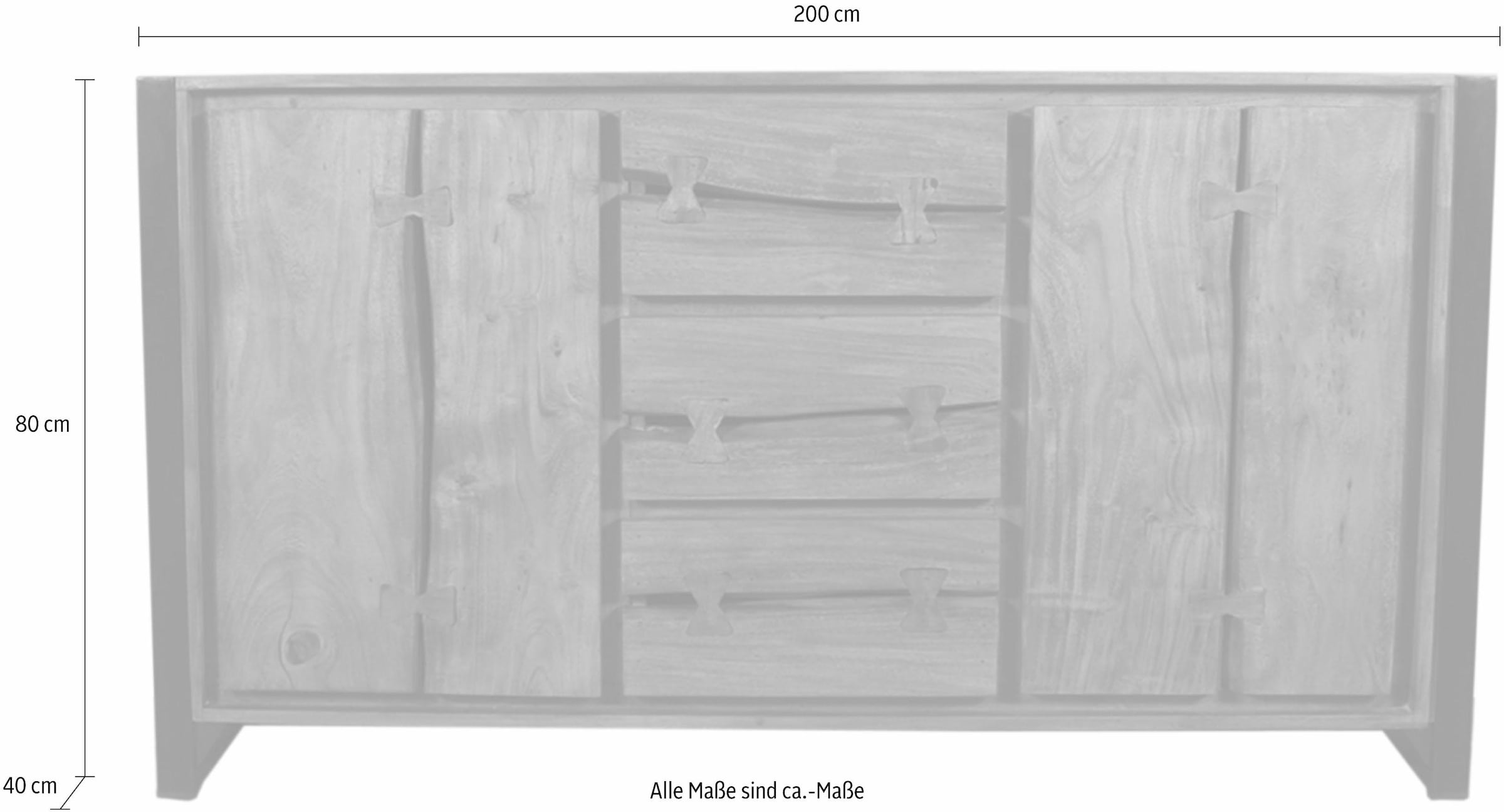 SIT Sideboard »Live Edge«, Akazienholz, aus markante BAUR in Baumkanten Breiten der in zwei Front, 