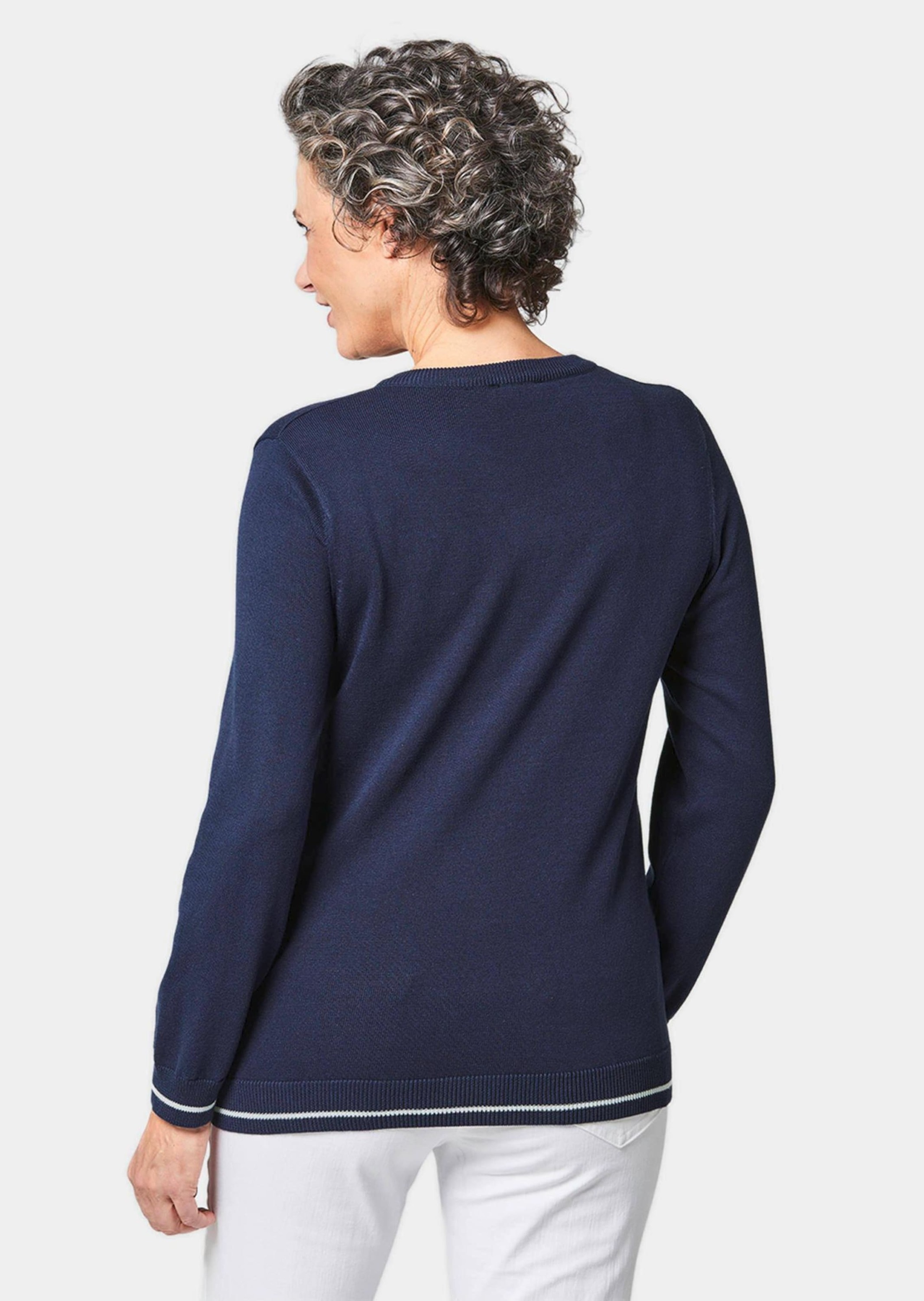 GOLDNER Strickpullover »Pullover Zeitloser Pullover mit Anker-Stickereien«