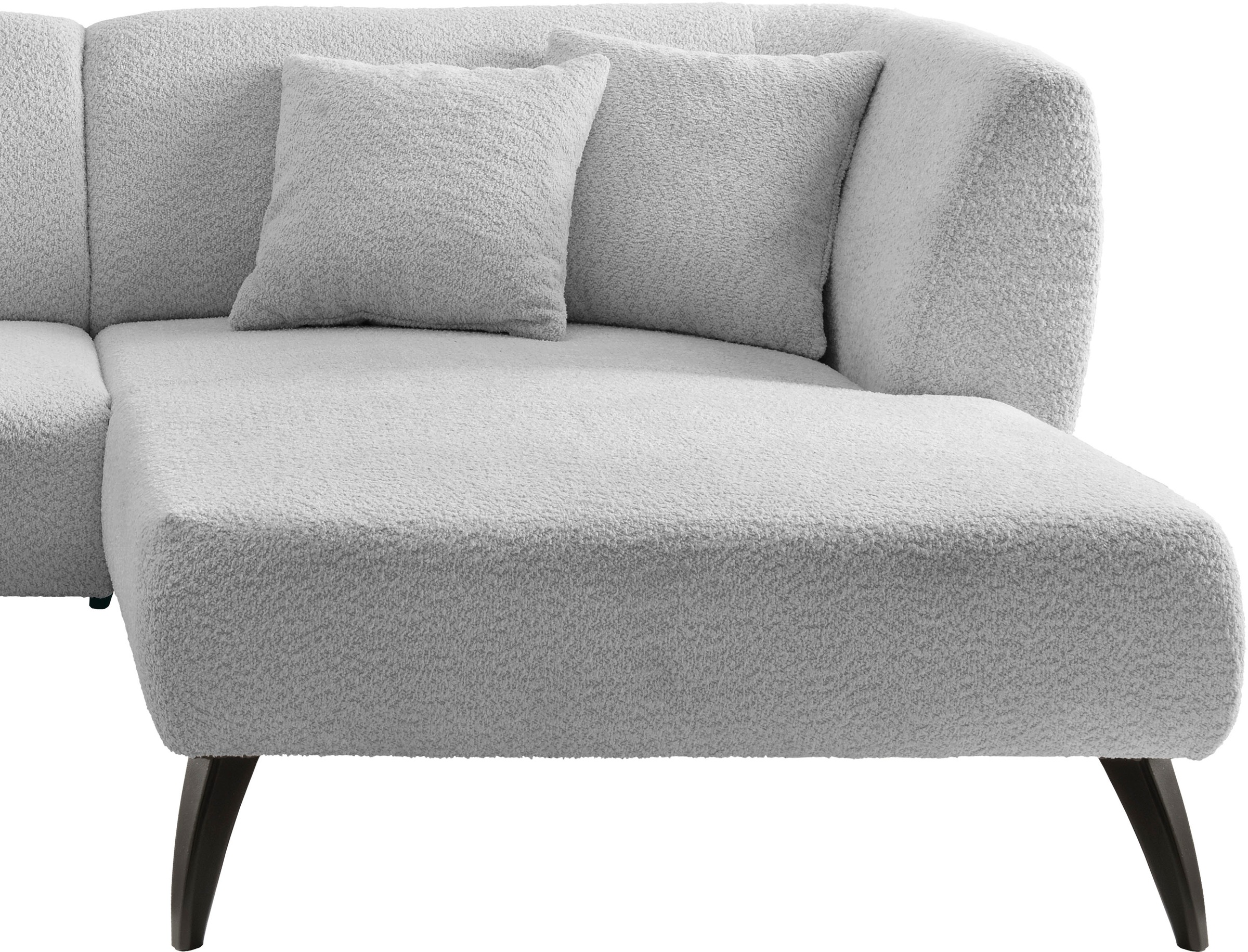 INOSIGN Ecksofa »Colori L-Form«, Holzfußfarbe wählbar, inkl. 4x Zierkissen