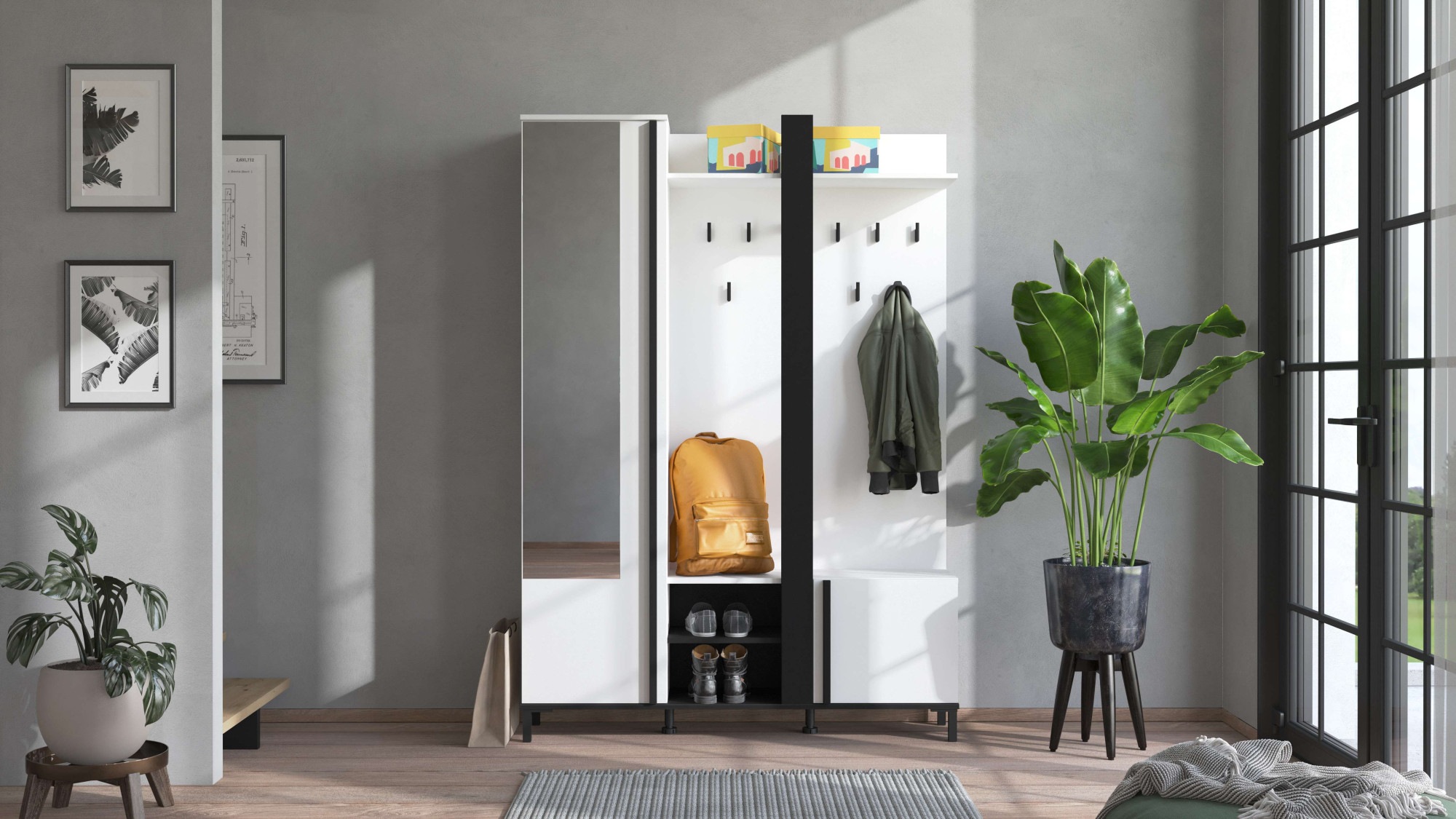 Home affaire Kompaktgarderobe "Nino Flurgarderobe, Dielenschrank, Flurmöbel günstig online kaufen
