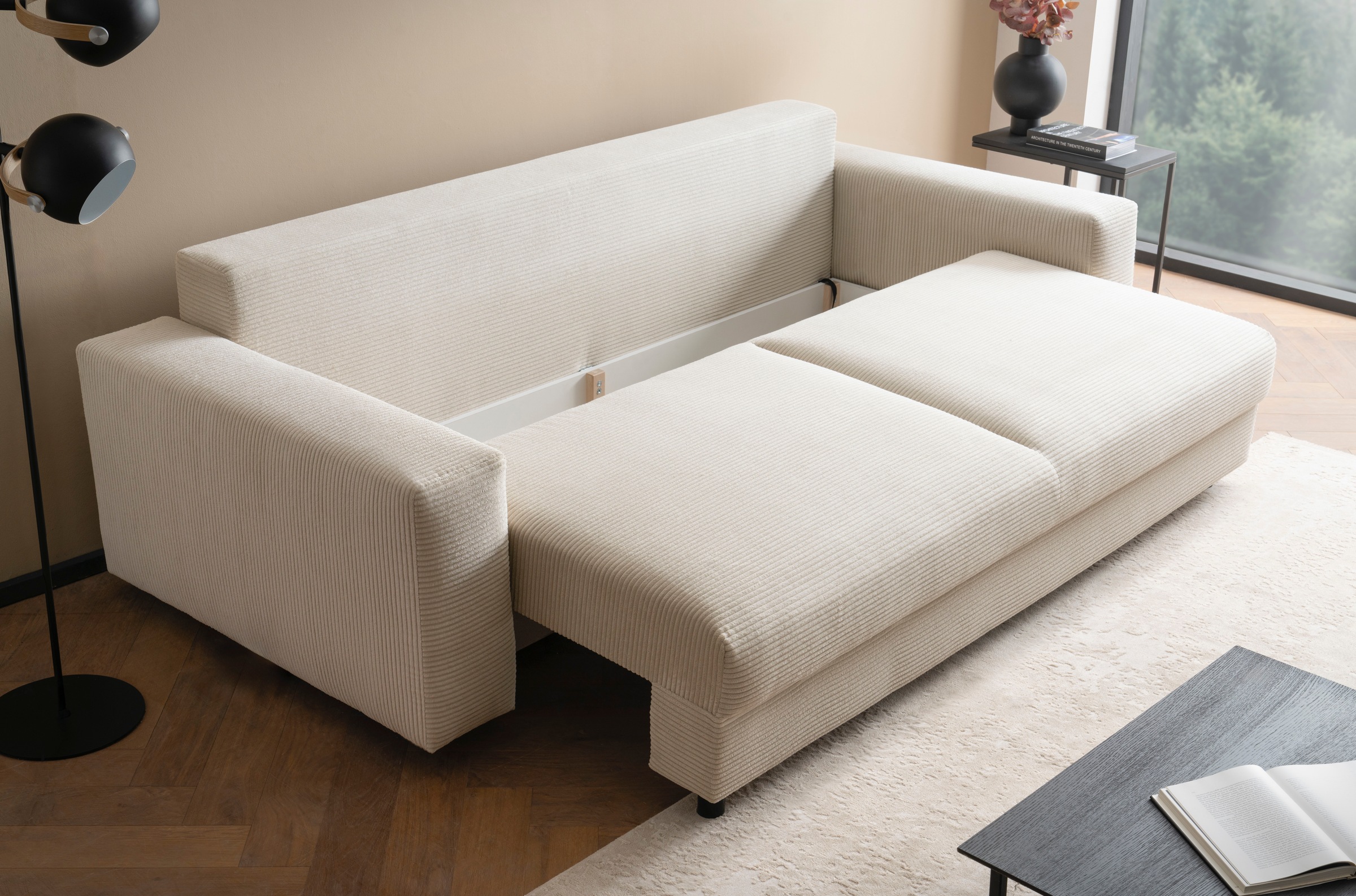 LeGer Home by Lena Gercke Schlafsofa »Imoga, Polster mit Schlaffunktion, 3-Sitzer Sofa, Couch mit Bettkasten«, in modernen Farben und Stoffen, Bettfunktion, Liegefläche: 200x150 cm