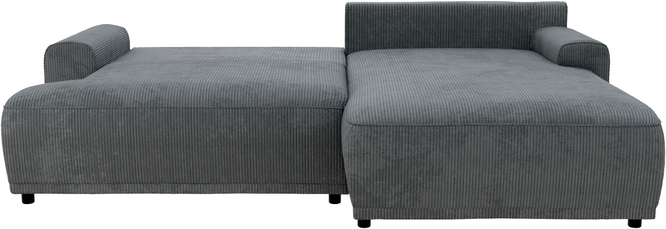 TRENDMANUFAKTUR Ecksofa »Fordon, Schlafsofa mit Bettkasten, Couch in L-Form, Breite 250 cm«, in Cordstoff HYPER, dunkelgrau, Recamiere rechts