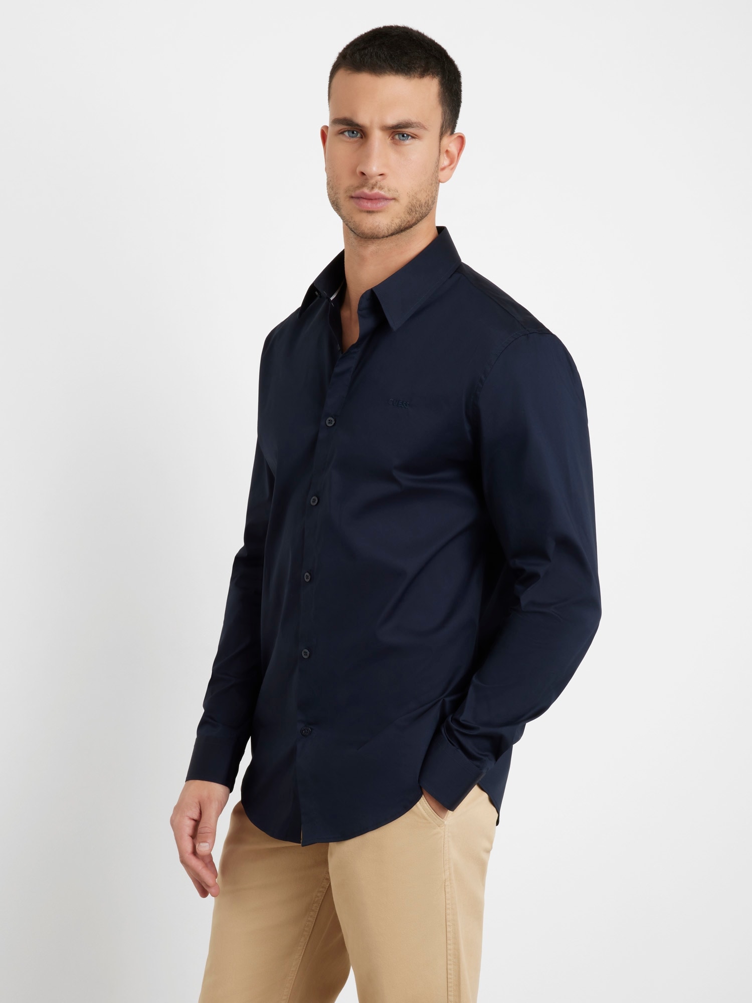 Guess Langarmhemd »SUNSET« Kentkragen, Slim Fit, Baumwoll-Mix