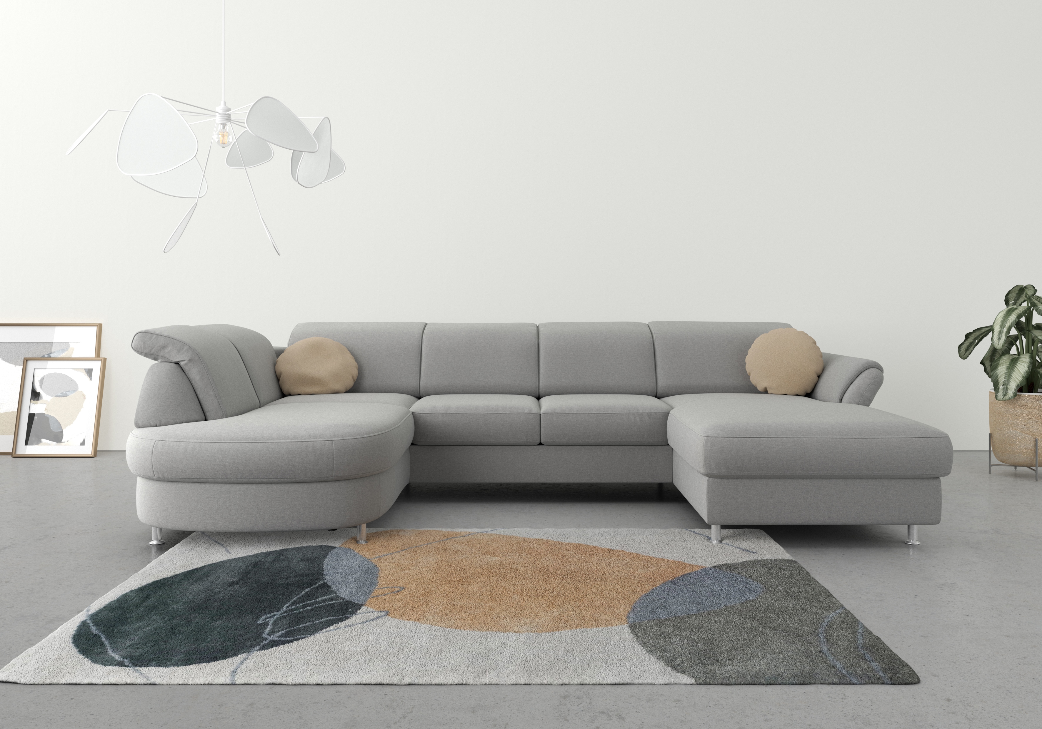 sit&more Wohnlandschaft "Apulia U-Form" wahlweise Schlaffunktion, Bettkasten und Kopf- und Armteilverstellung
