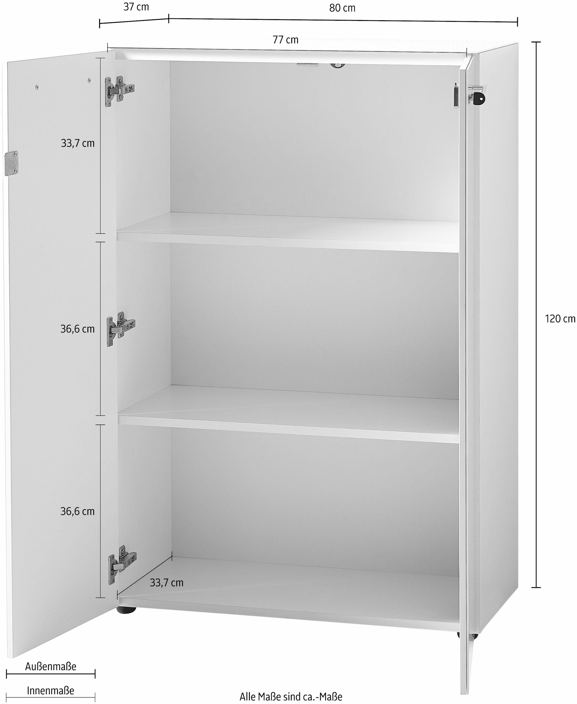 GERMANIA Aktenschrank »GW-Monteria«, (in 2 Höhen), Türen mit Glas-Auflage, abschließbar, Breite 80 cm, Made in Germany