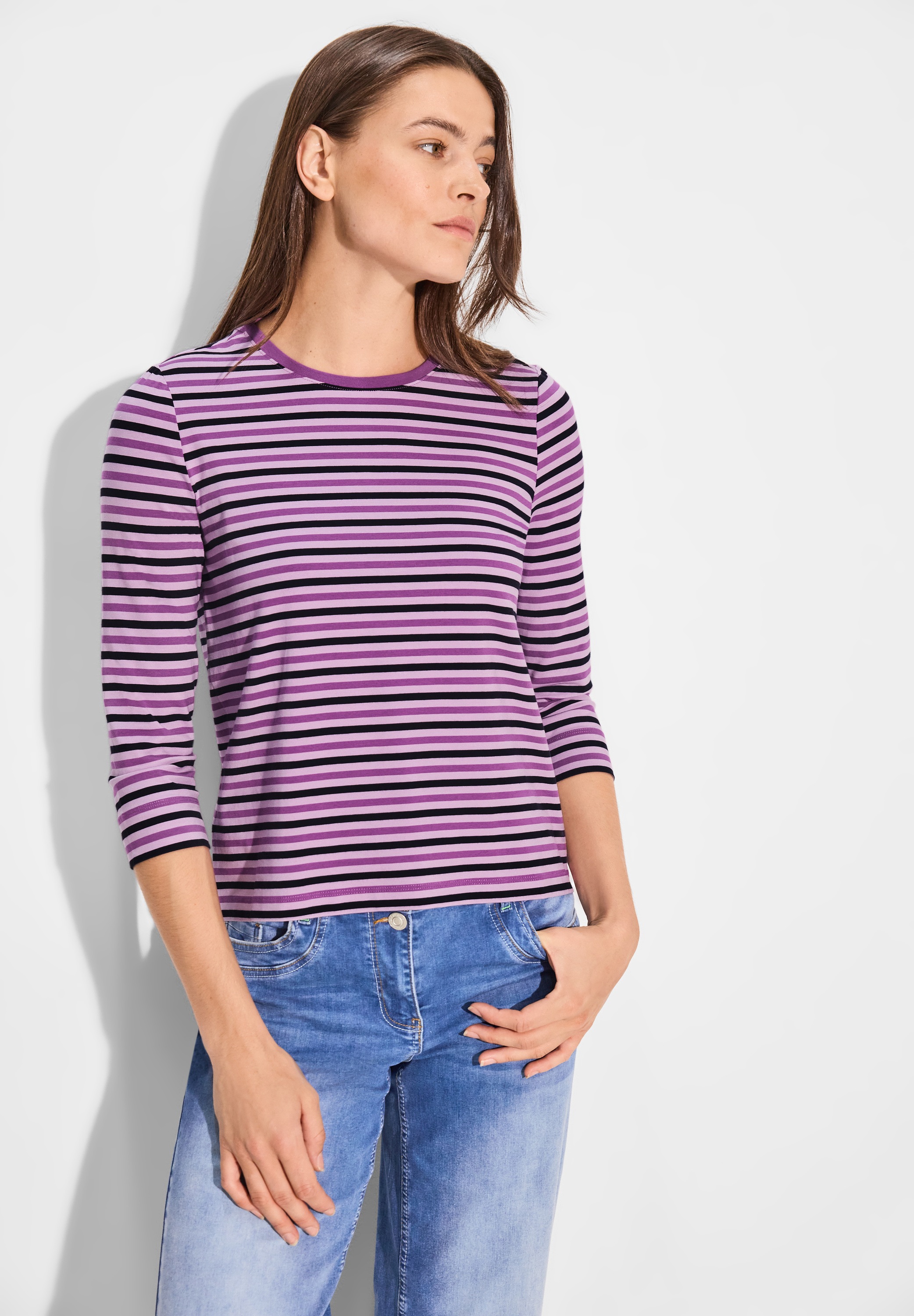 Cecil 3/4-Arm-Shirt iš softem Materialmix