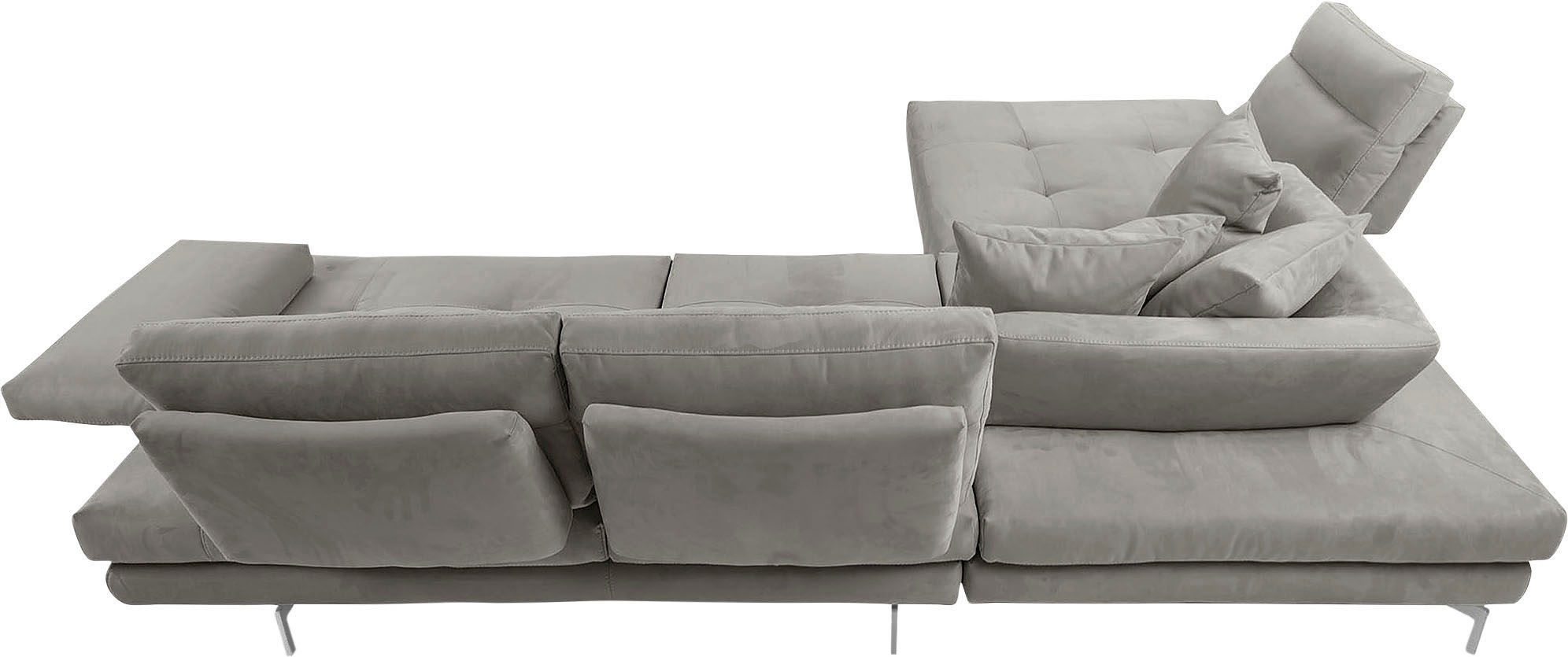 CALIA ITALIA Ecksofa »Toby Wing, L-Form, Designsofa mit sensationellem Sitzkomfort«, Sitztiefenverstell.,wahlw. mit Kissen-Set, Füße chrom glänzend