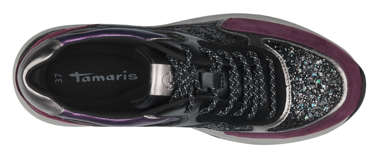 Tamaris Keilsneaker, Schnürschuh, Halbschuh, Freizeitschuh, farbenfrohe Kontrastbesätze