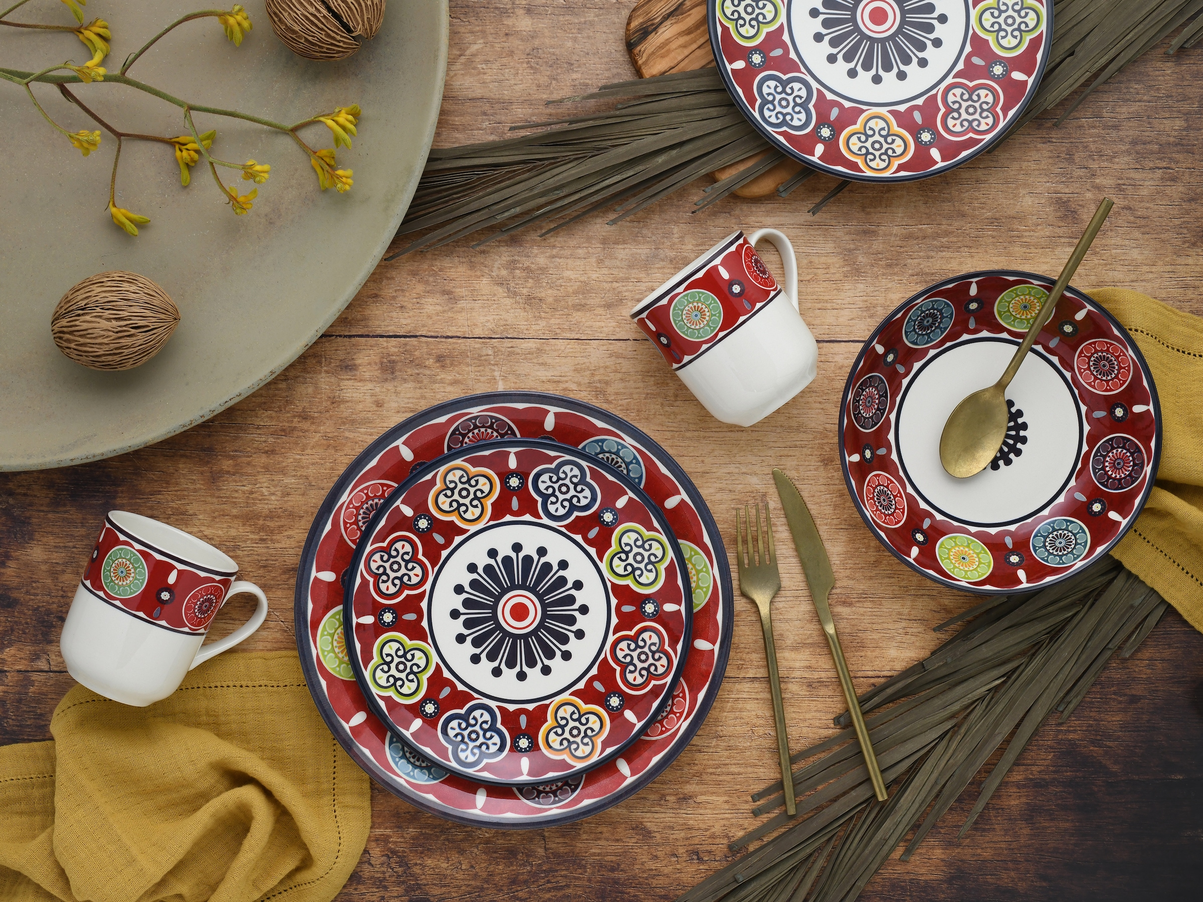 CreaTable Kombiservice »Sumaya, Kombi-Service 16-tlg«, (Set, 16 tlg.), Mandala Motive