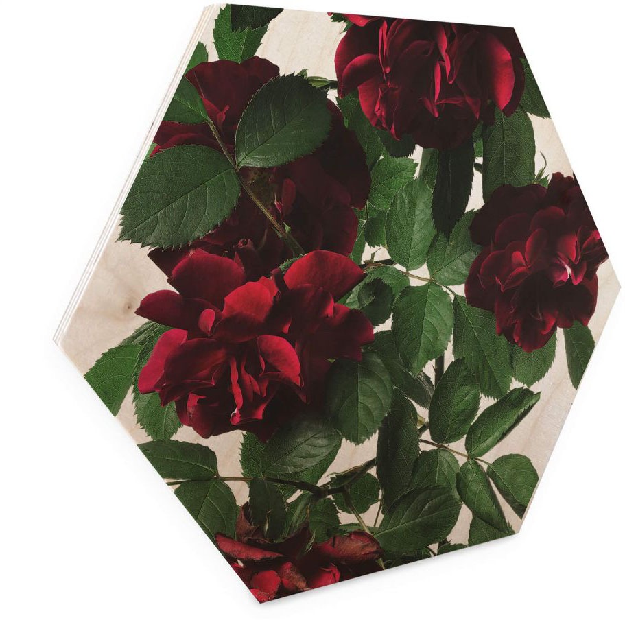 Wall-Art Holzbild »Blumen Holzbild Hexagon | BAUR St.) Rosen«, (1 bestellen