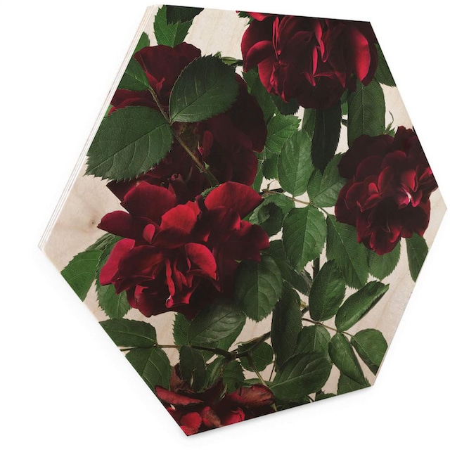 Wall-Art Holzbild »Blumen Holzbild Hexagon Rosen«, (1 St.) bestellen | BAUR