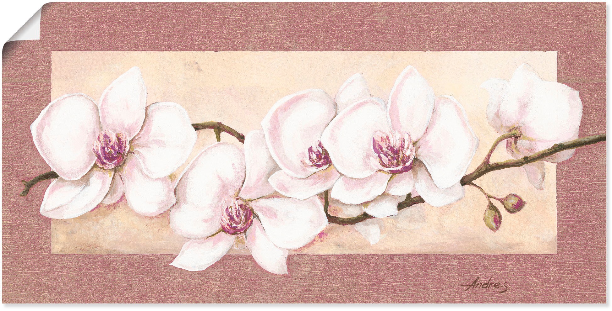 Artland Wandbild »Orchideenzweig_in Beerentönen«, Blumen, Größen in BAUR Poster Alubild, kaufen oder St.), (1 Wandaufkleber | Leinwandbild, versch. als