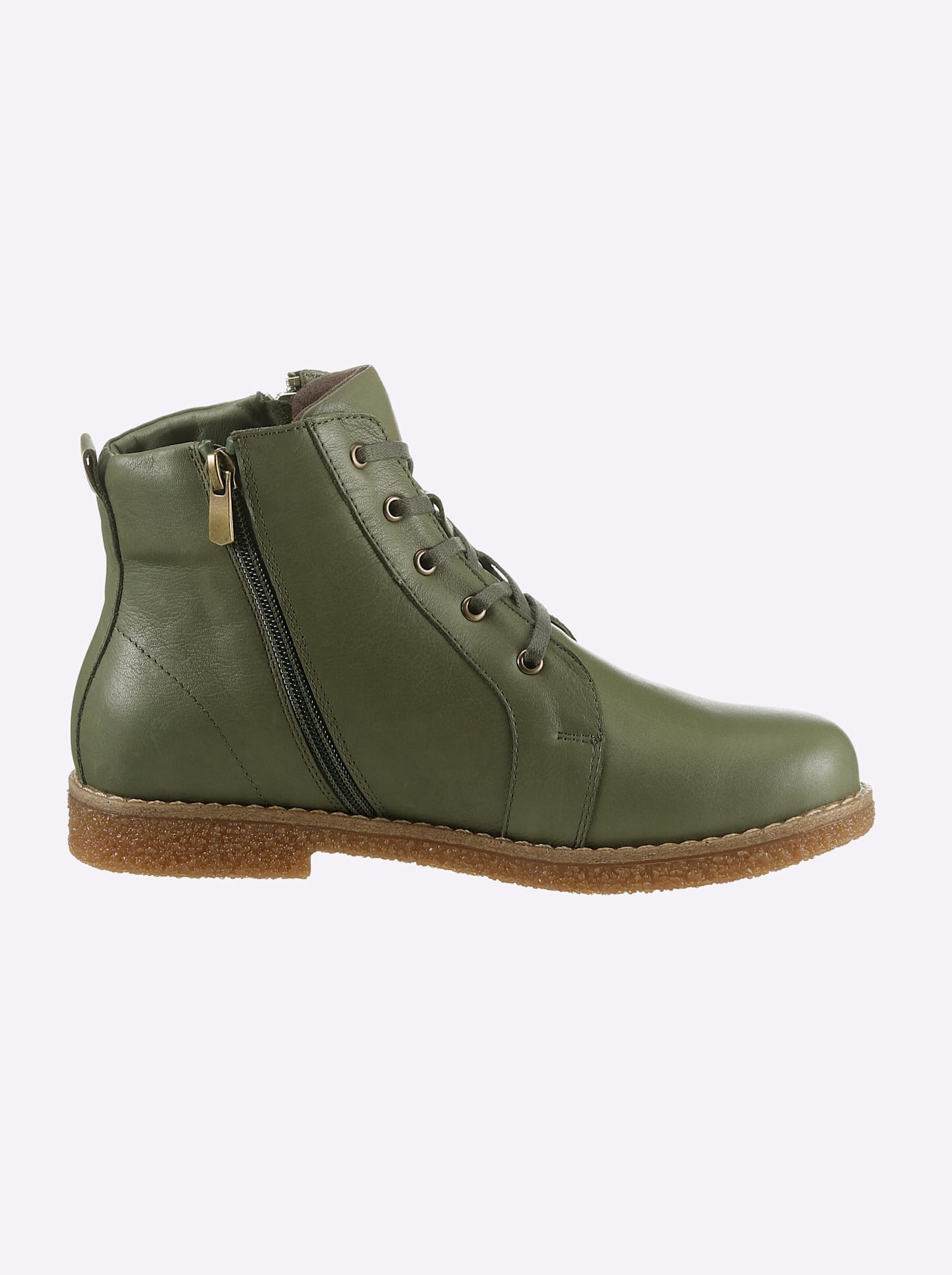 Schnürstiefelette ANDREA CONTI, Damen, Gr. 36, grün (khaki), Glattleder, Leder, Schuhe Schnürstiefelette 2