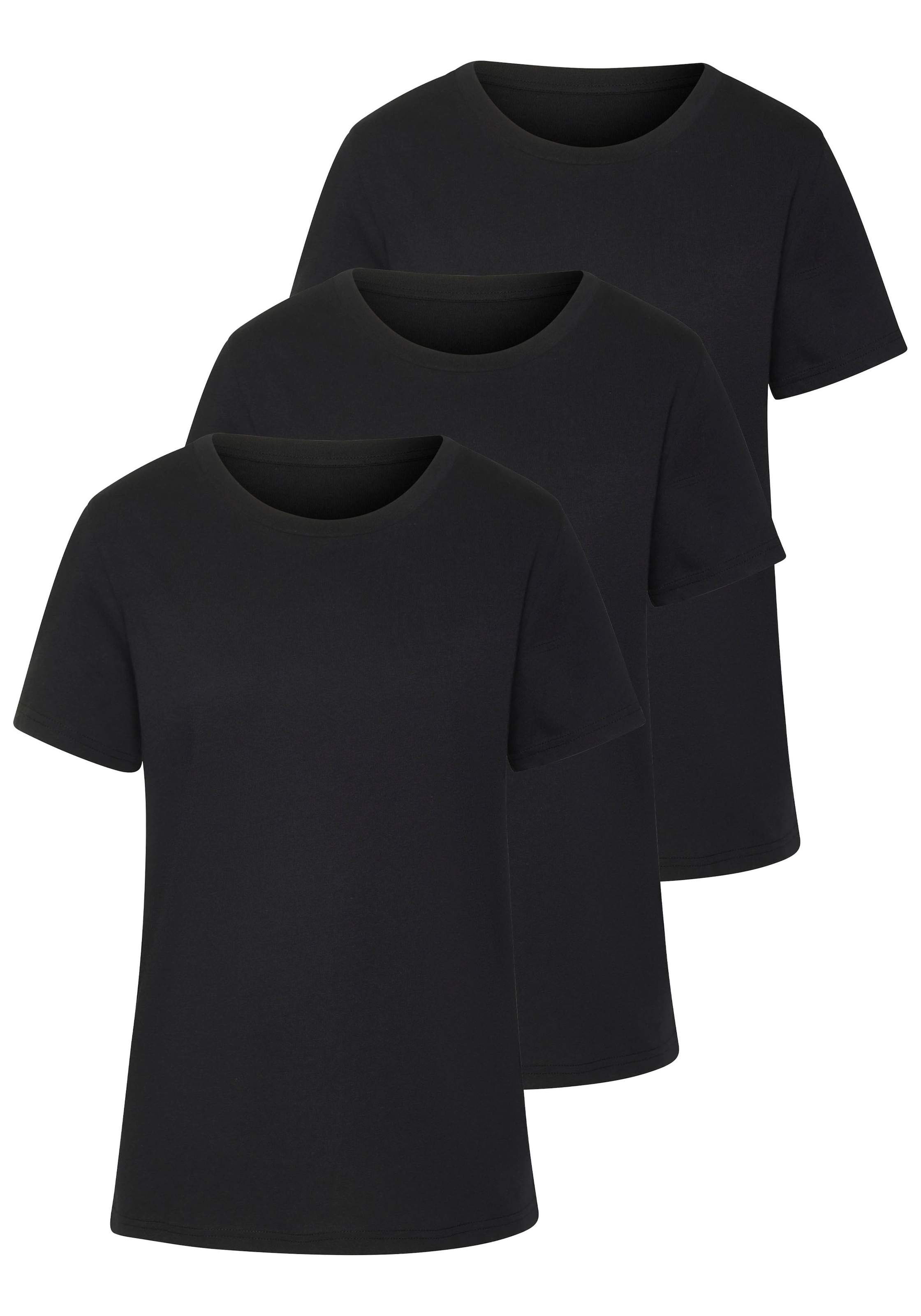 Beachtime by Lascana T-Shirt "mit modischem Schlitz am Saum" 3er-Pack, aus luftiger Baumwoll-Qualität