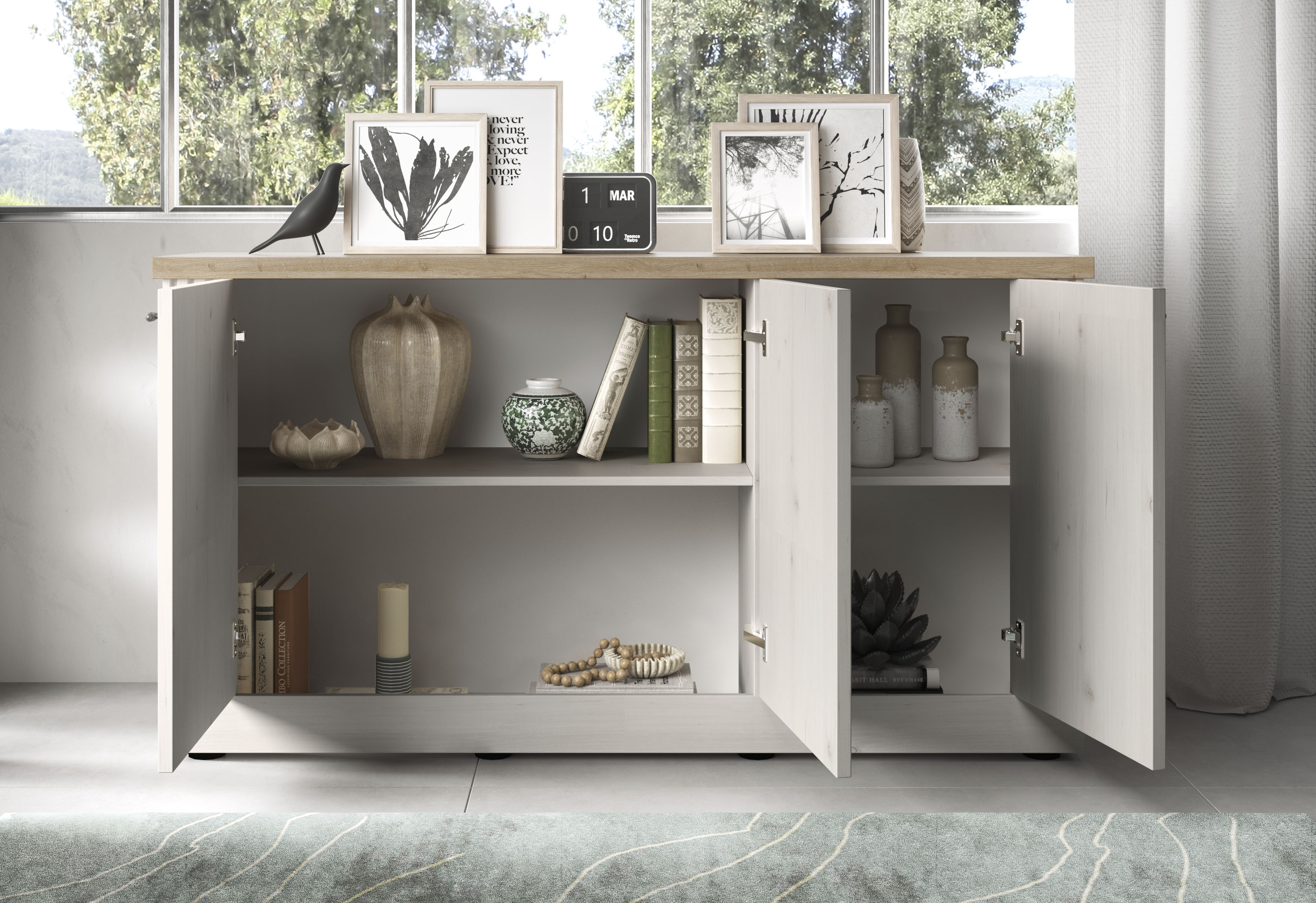 Thumbnail - Home affaire Sideboard "Country Breite 164 cm, Kommode mit 3 Türen, Anrichte im", Landhausstil, viel Stauraum, mit Metal...