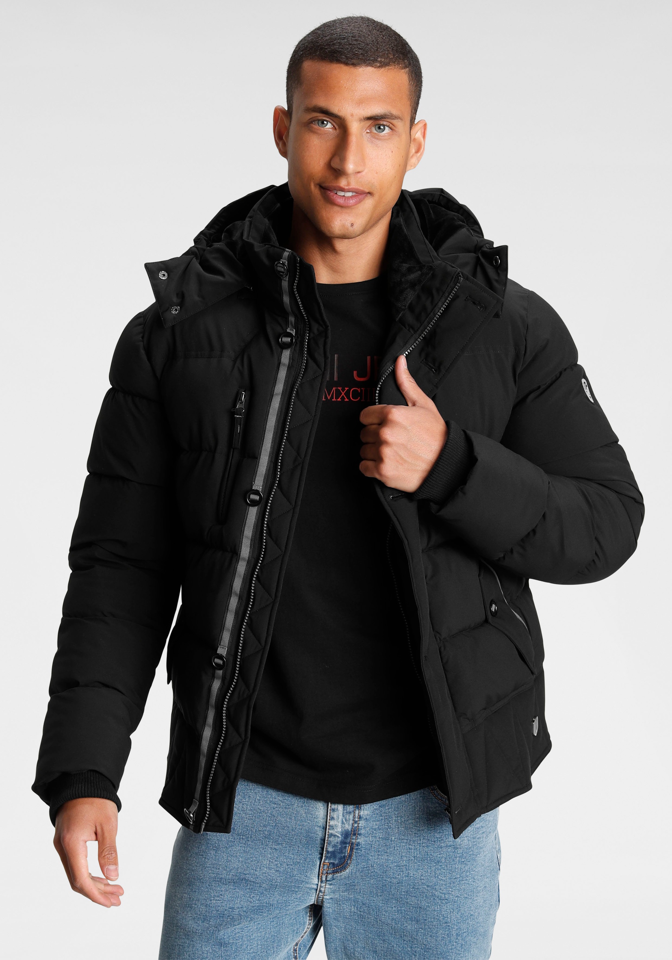 Bruno Banani Steppjacke, mit Kapuze, für Übergangswetter, wasserabweisend, günstig online kaufen
