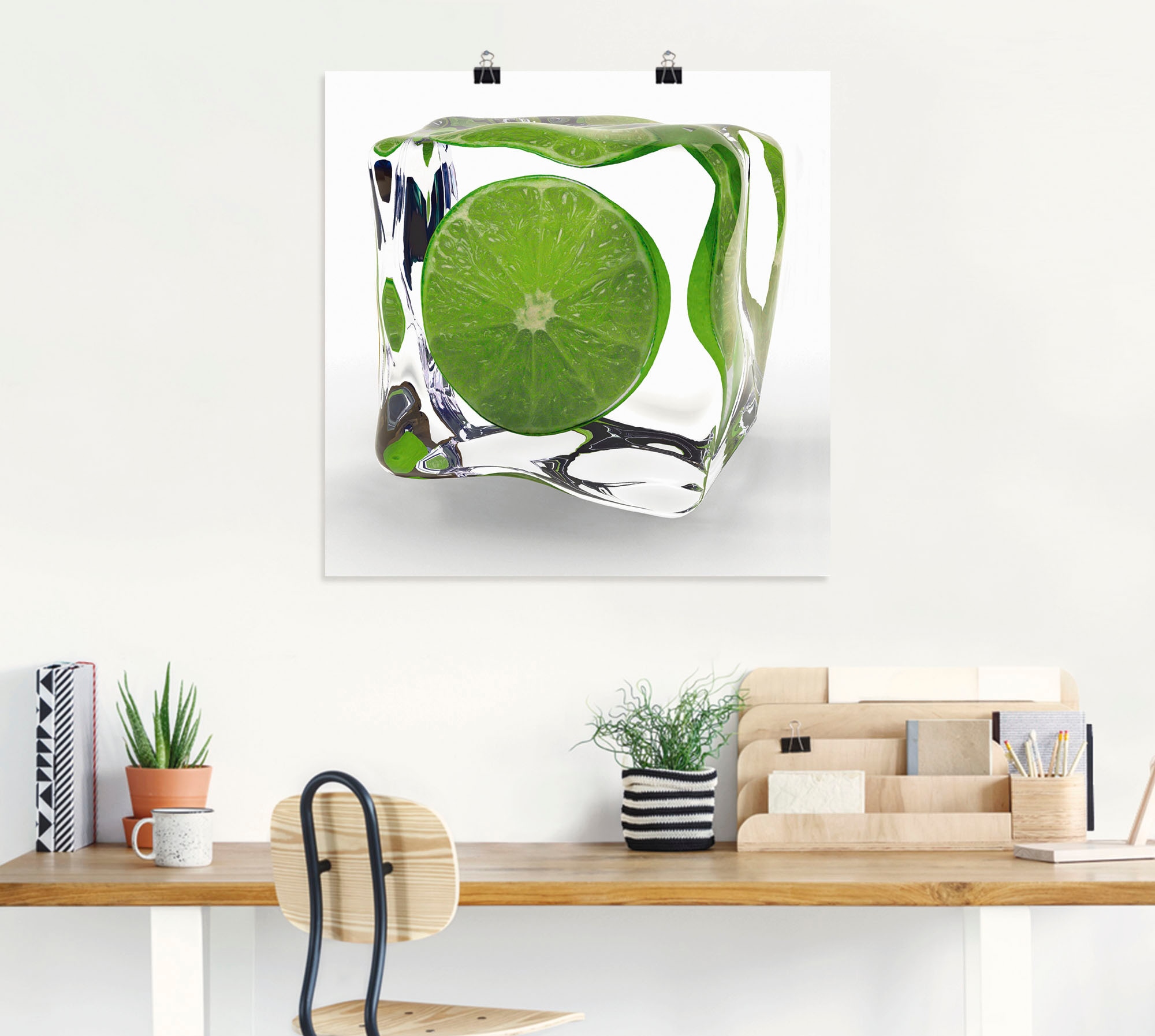 Artland Wandbild »Limette im Eiswürfel«, Lebensmittel, (1 St.), als Poster in verschied. Größen