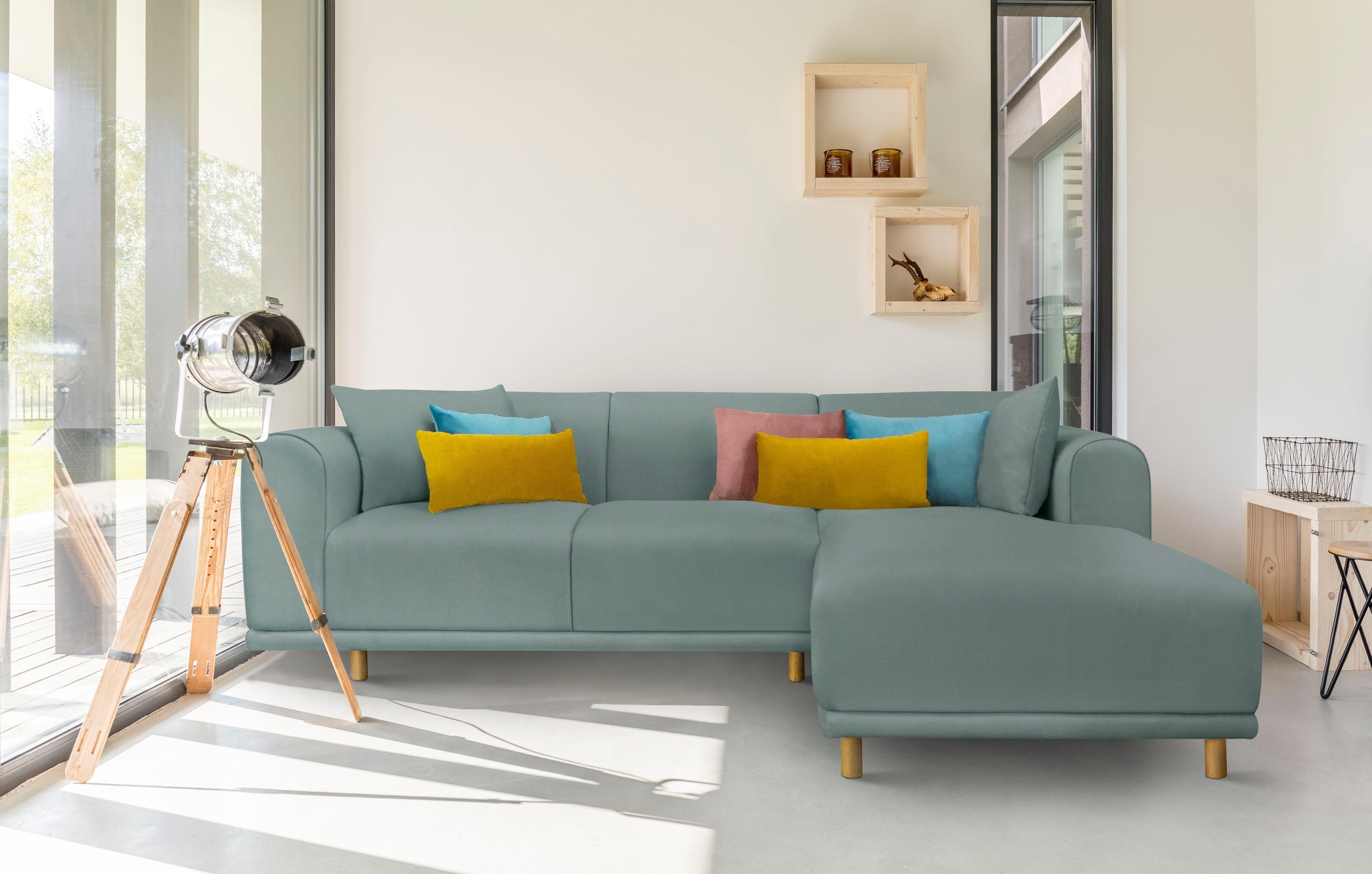 andas Ecksofa »Maroon L-Form«, in skandinavischem Design, mit losen Kissen