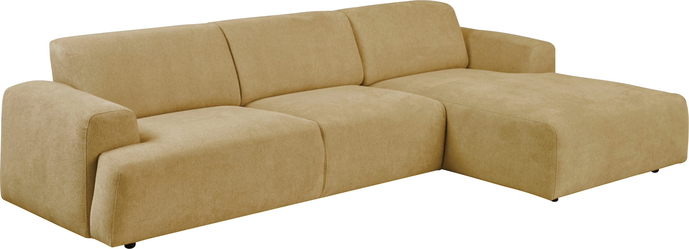 andas Ecksofa »Linkka, Breite 301 cm«, L-Form, in einem weichen Chenille-Stoff, mit Wellenunterfederung