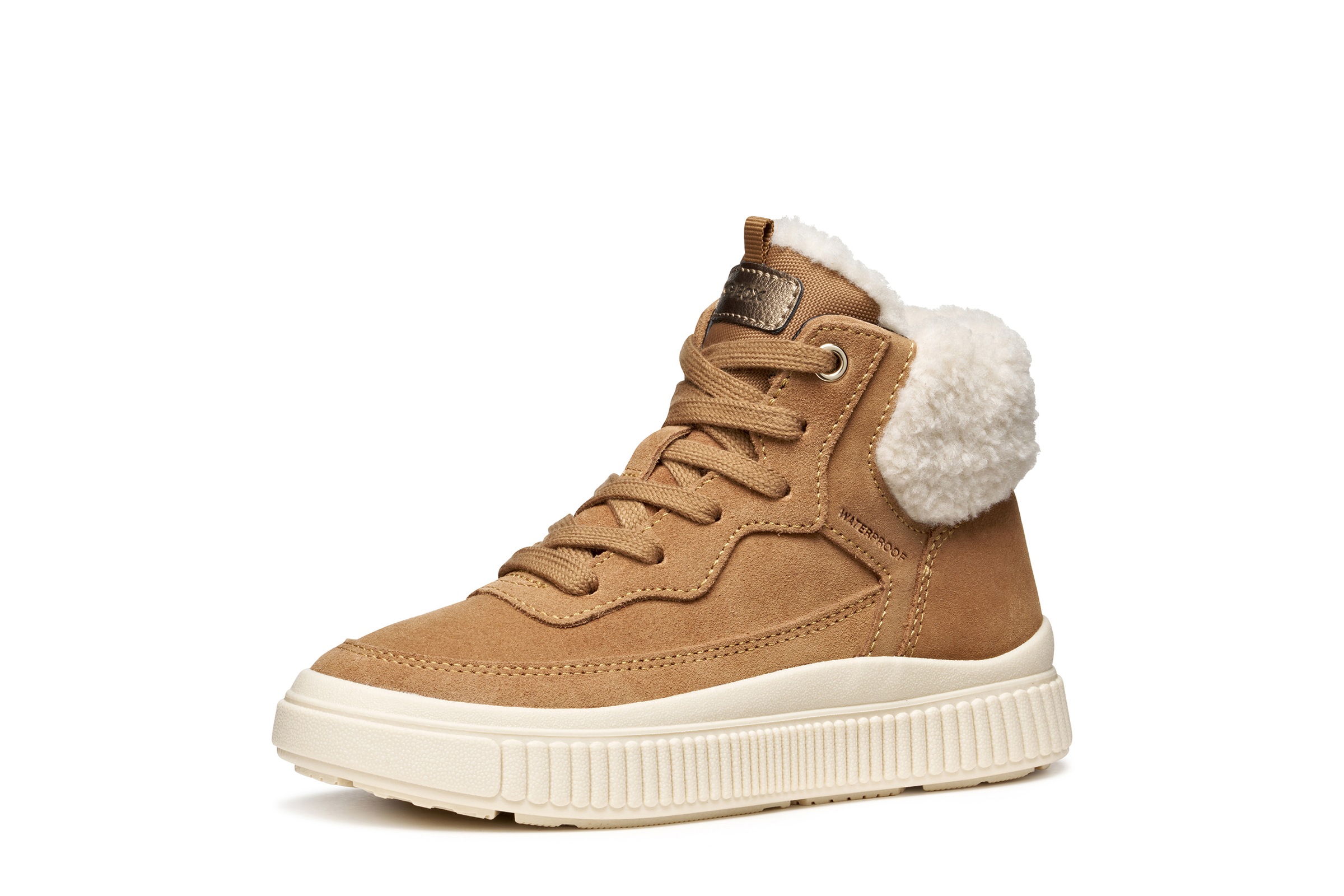 Geox Winterboots »J LAQUINNY GIRL WPF«  Schnürboots mit Teddy-Fellimitatbesatz und Warmfutter