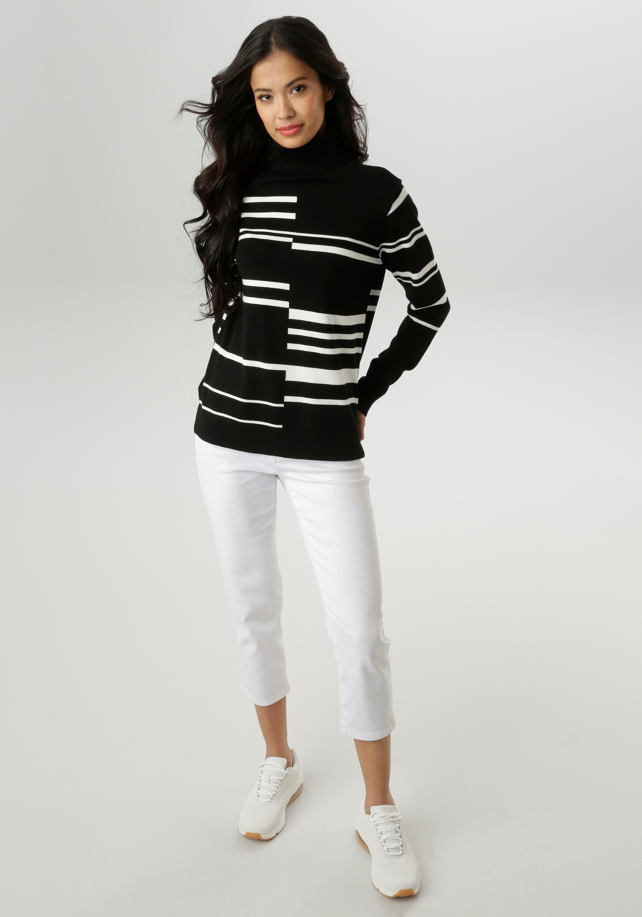 Aniston SELECTED Strickpullover, im geometrisch unterbrochenen Streifen-Dessin - NEUE KOLLEKTION