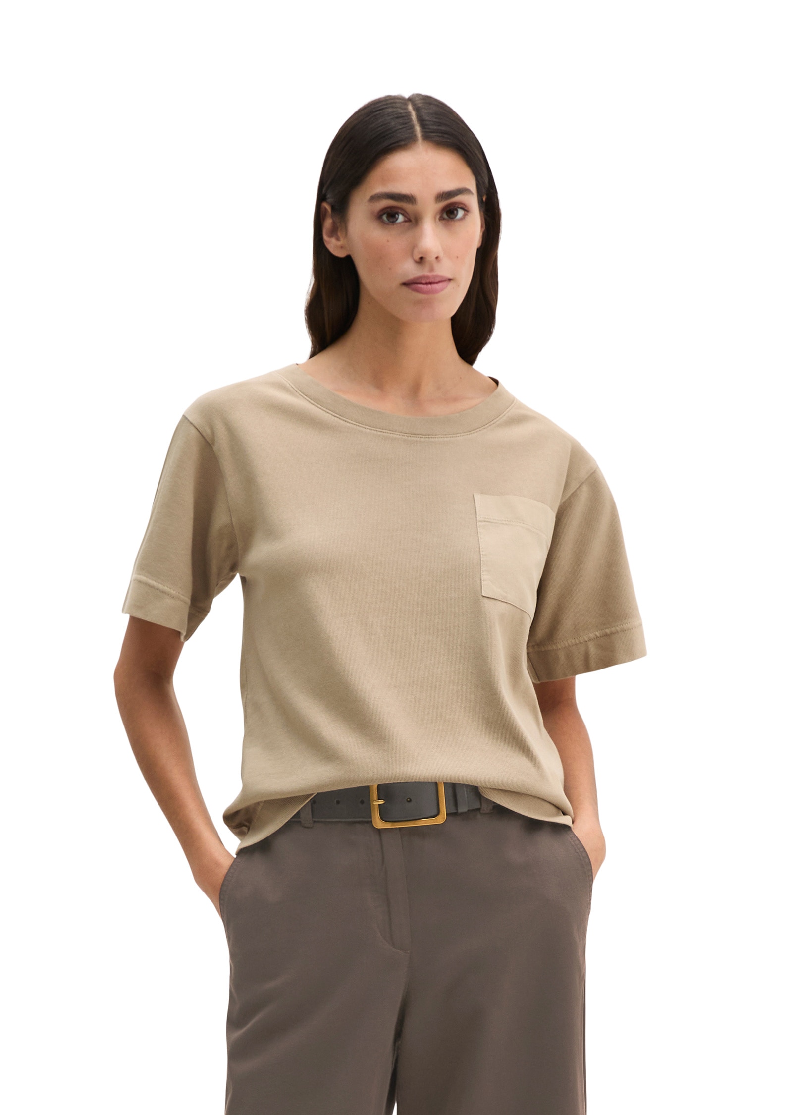 Marc O'Polo T-Shirt »mit aufgesetzter Satin-Tasche«