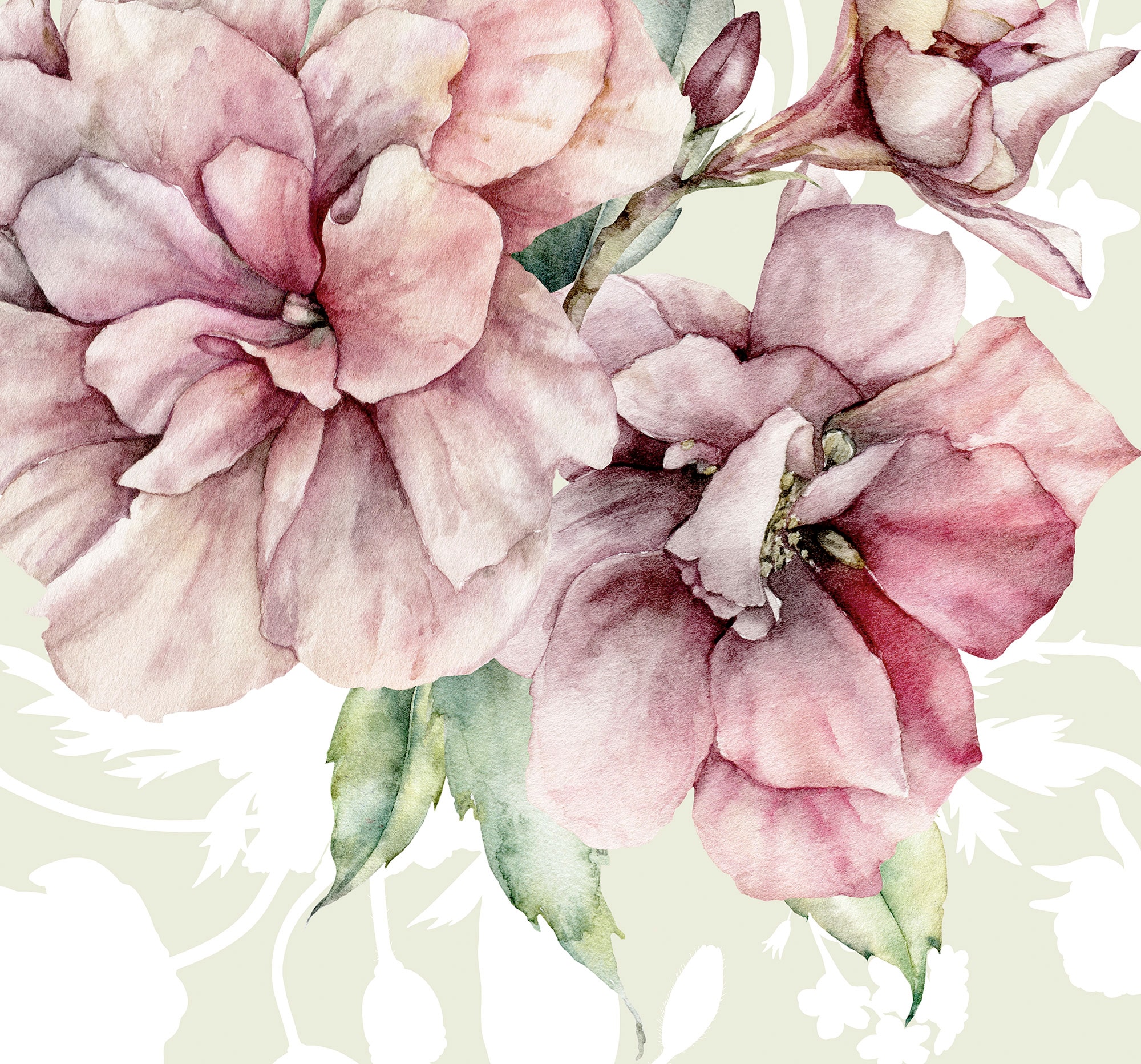 Komar Vliestapete "Digitaldruck Vlies - La Flor - Größe 300 x 280 cm" bedruckt glatt Wohnzimmer, Schlafzimmer