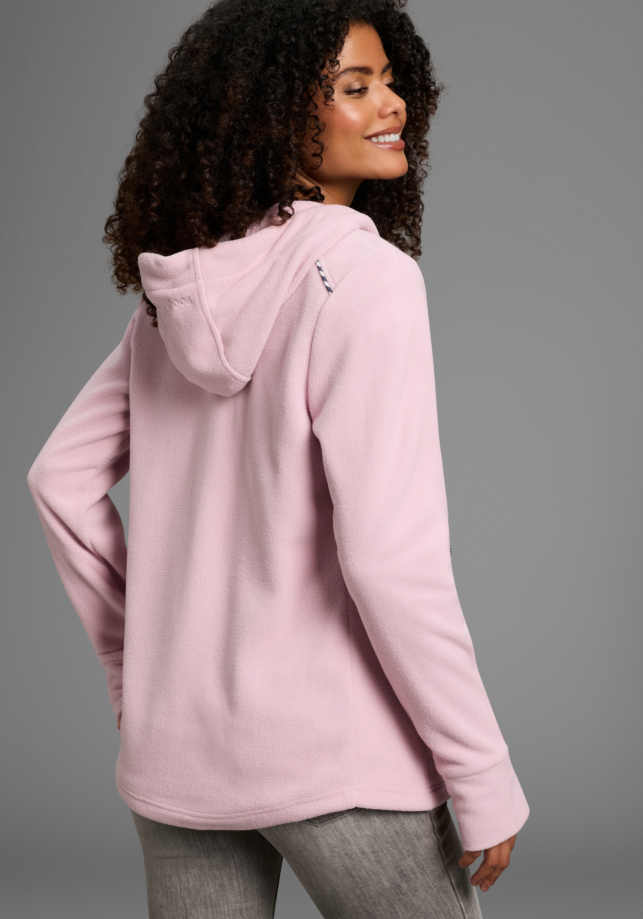 KangaROOS Fleecejacke mit Kapuze figurbetonte Passform, mit Kapuze und Kord günstig online kaufen