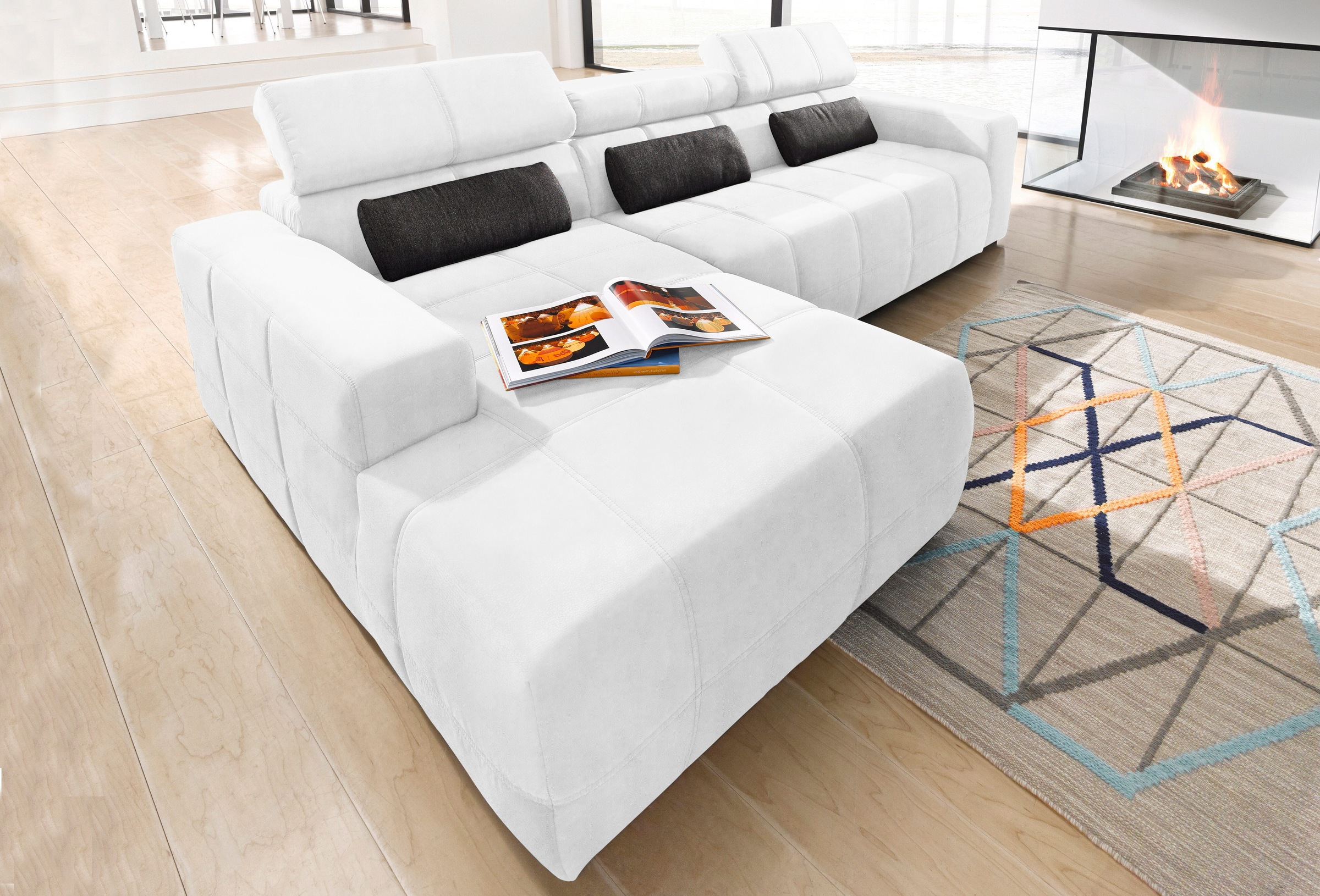 DOMO collection Ecksofa "BRANDON 289x177x80 cm, whlw. mit Sitztiefenverstellung, L-Form" mit Kopfteilverstellung, wahlweise Sitztiefenverstellung, L-Form